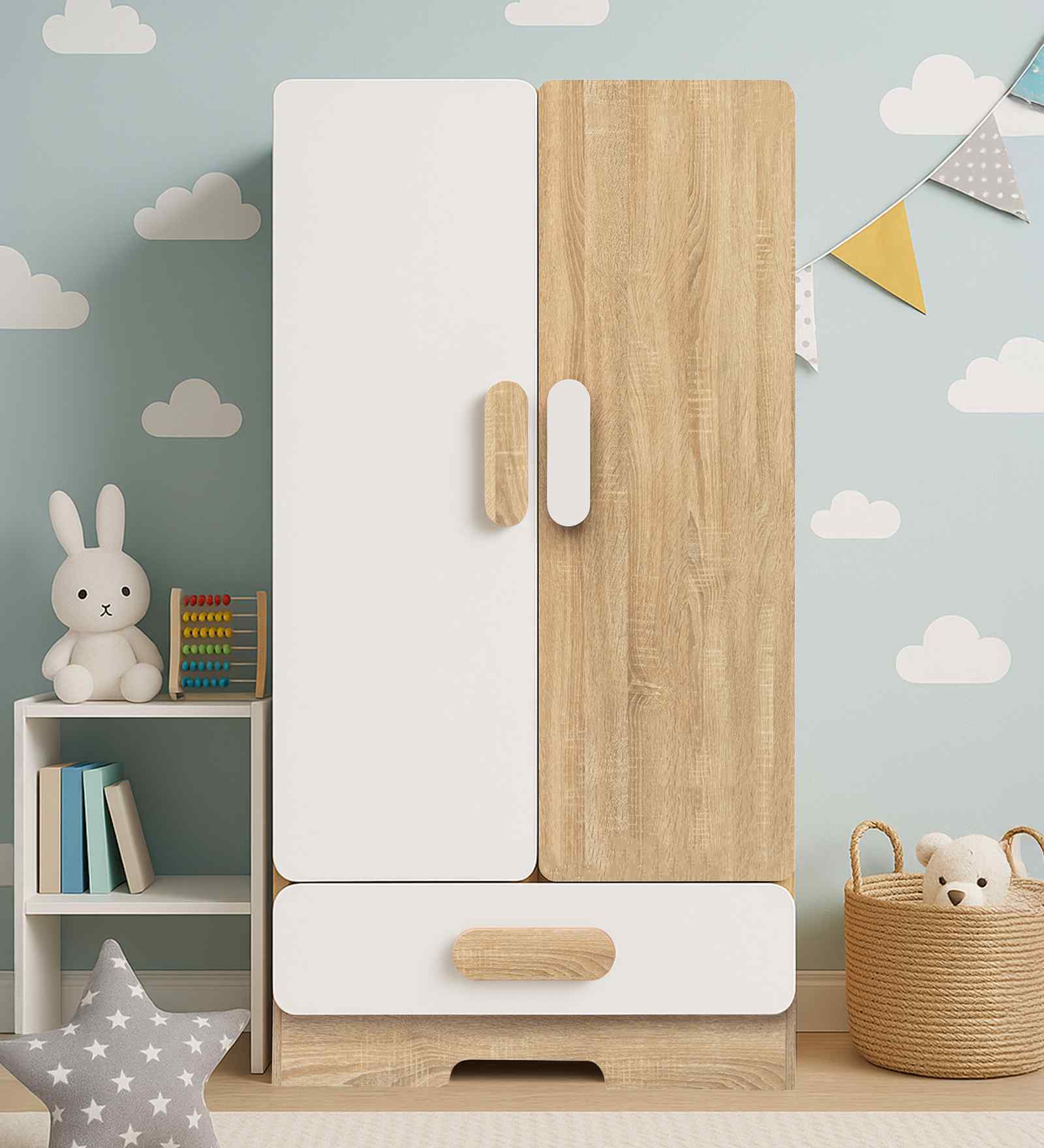 Romania 2 Door Kids Wardrobe In White Finish