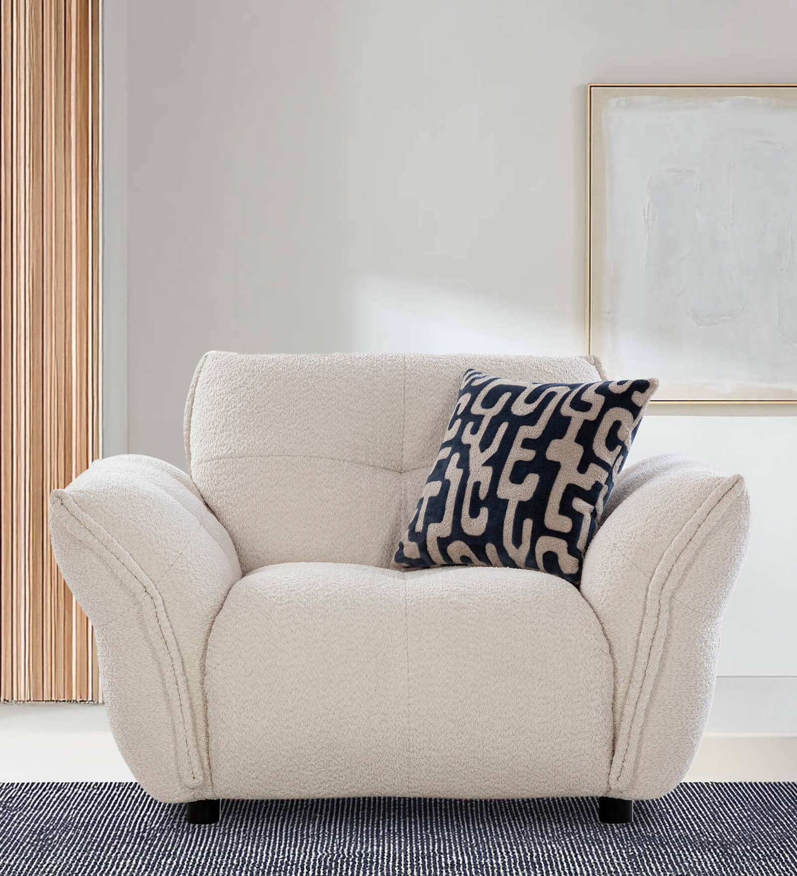 Romania Fabric 1 Seater Sofa In Frosty white Colour