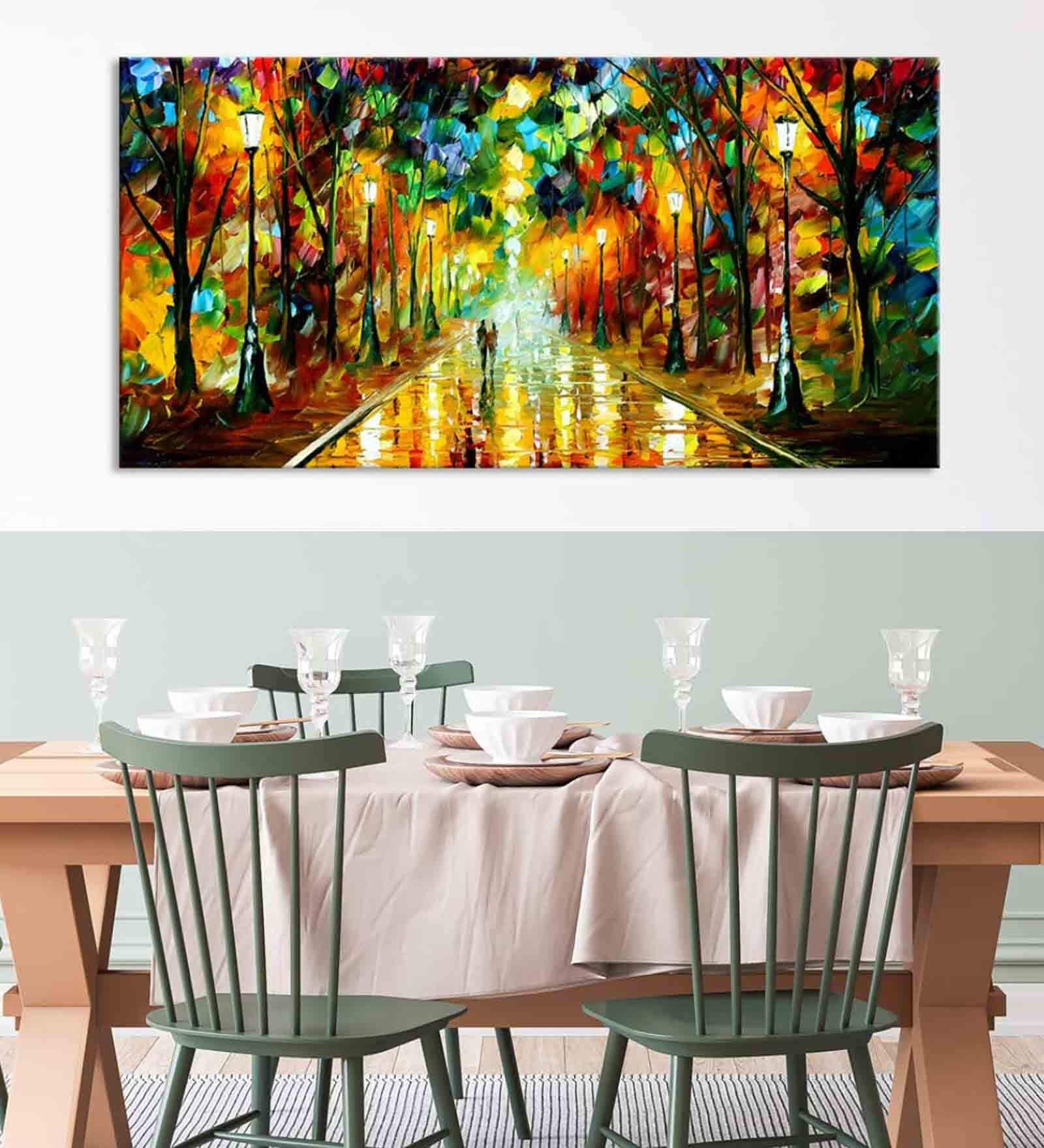 Romantic Couple Multicolor Canvas Framed People and Places Art Print