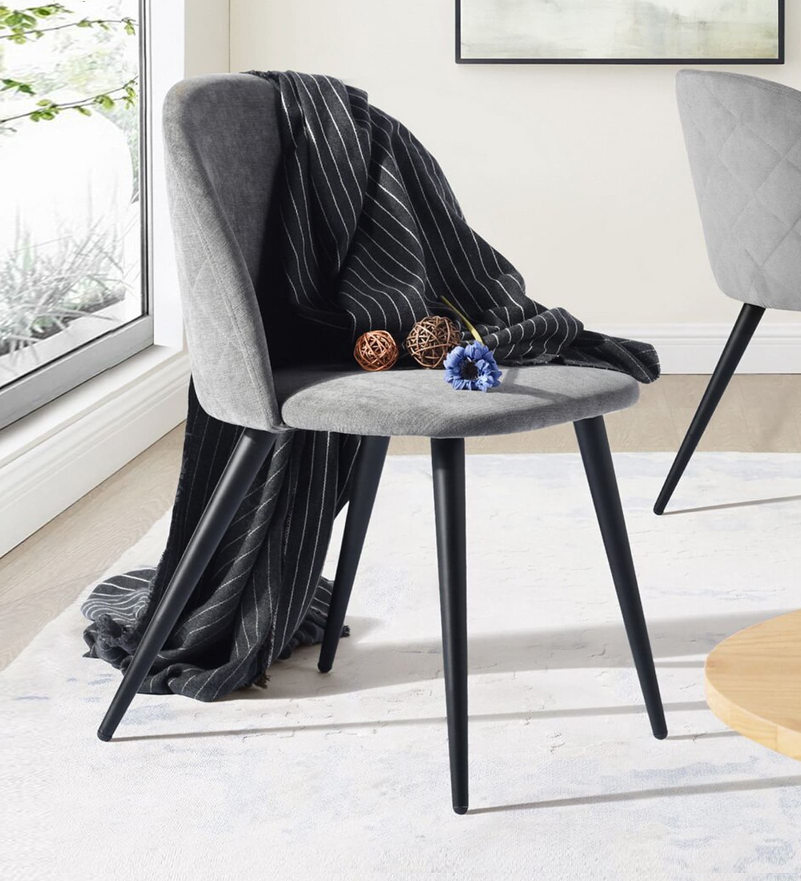 Vixen Fabric Dining Chair In Grey Colour