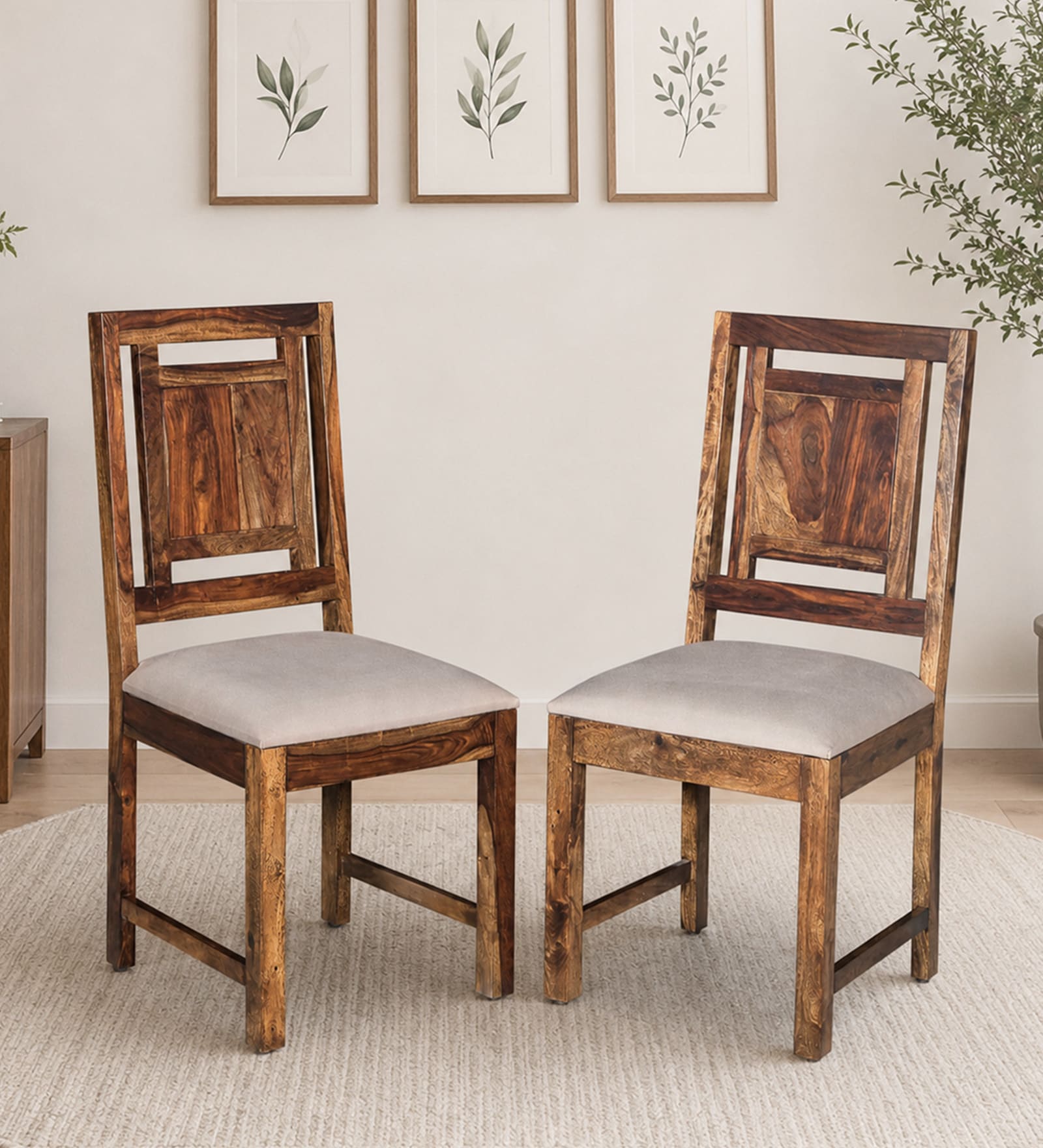 Romilly Sheesham wood Dining Chair(Set of 2) In Provincial Teak Finish Romilly Sheesham wood Dining Chair(Set of 2) In Provincial Teak Finish