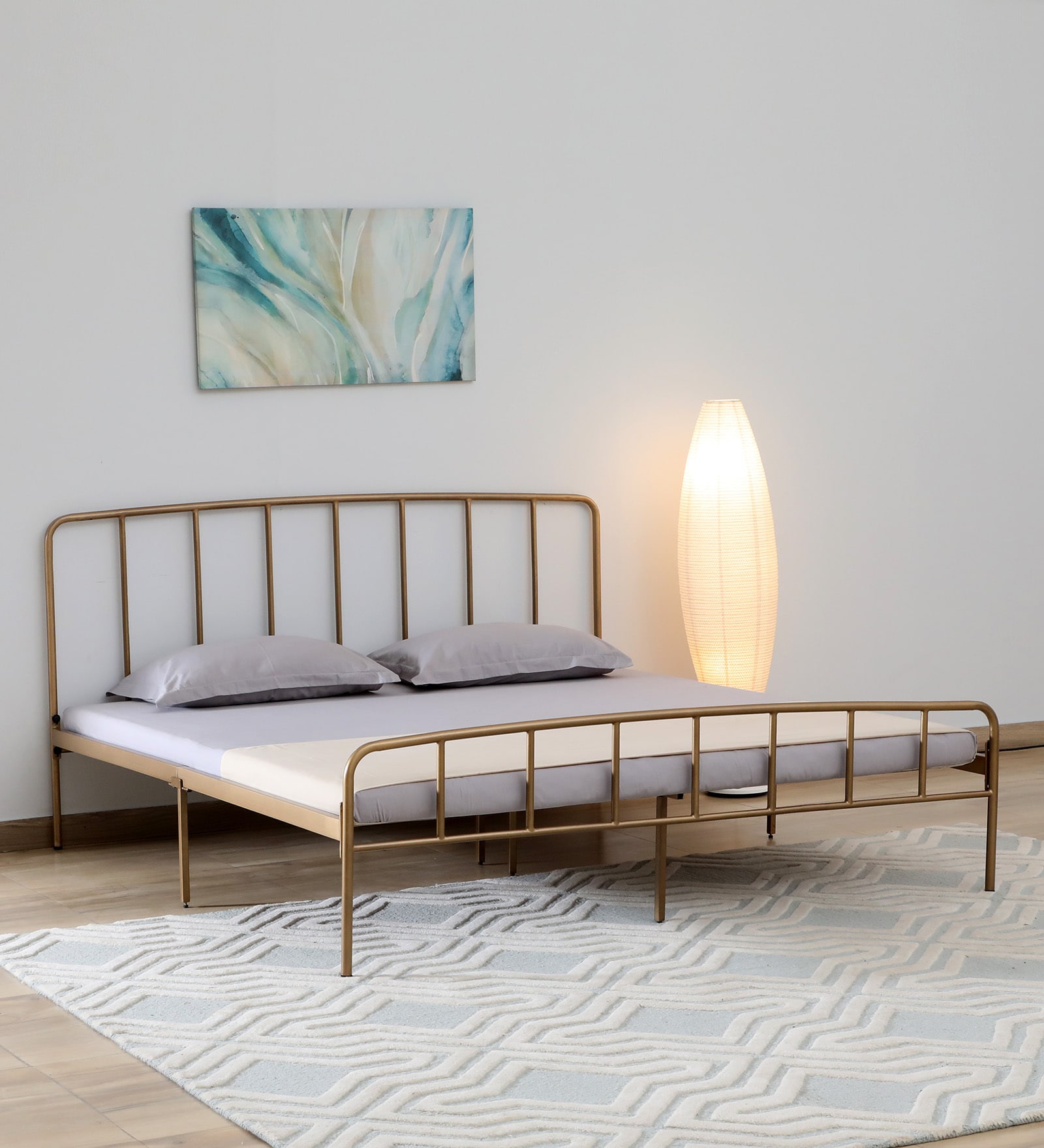 Gabriella Metal King Size Bed in Gold Colour