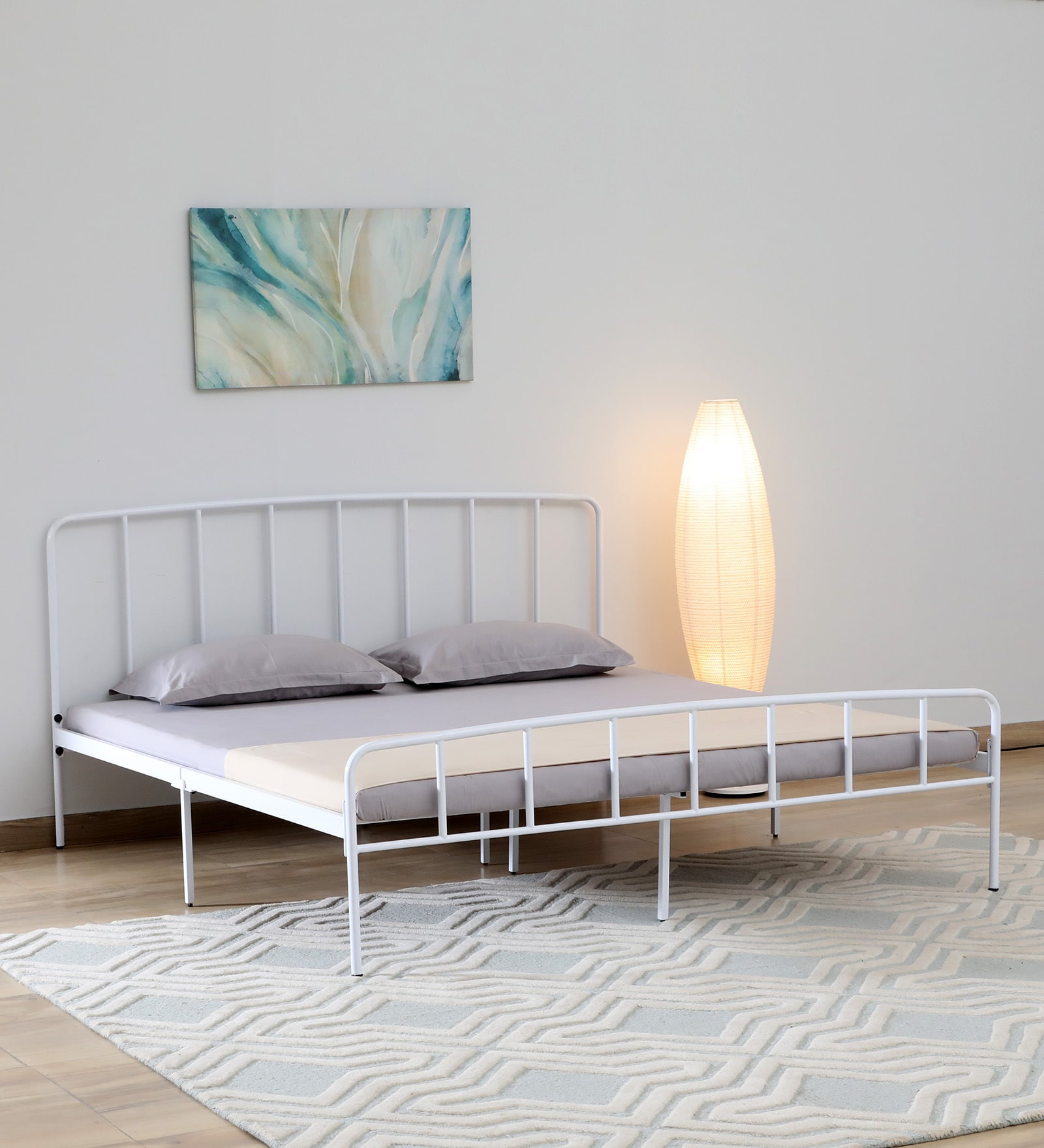 Buy Gabriella Metal King Size Bed in White Colour at 1 OFF by