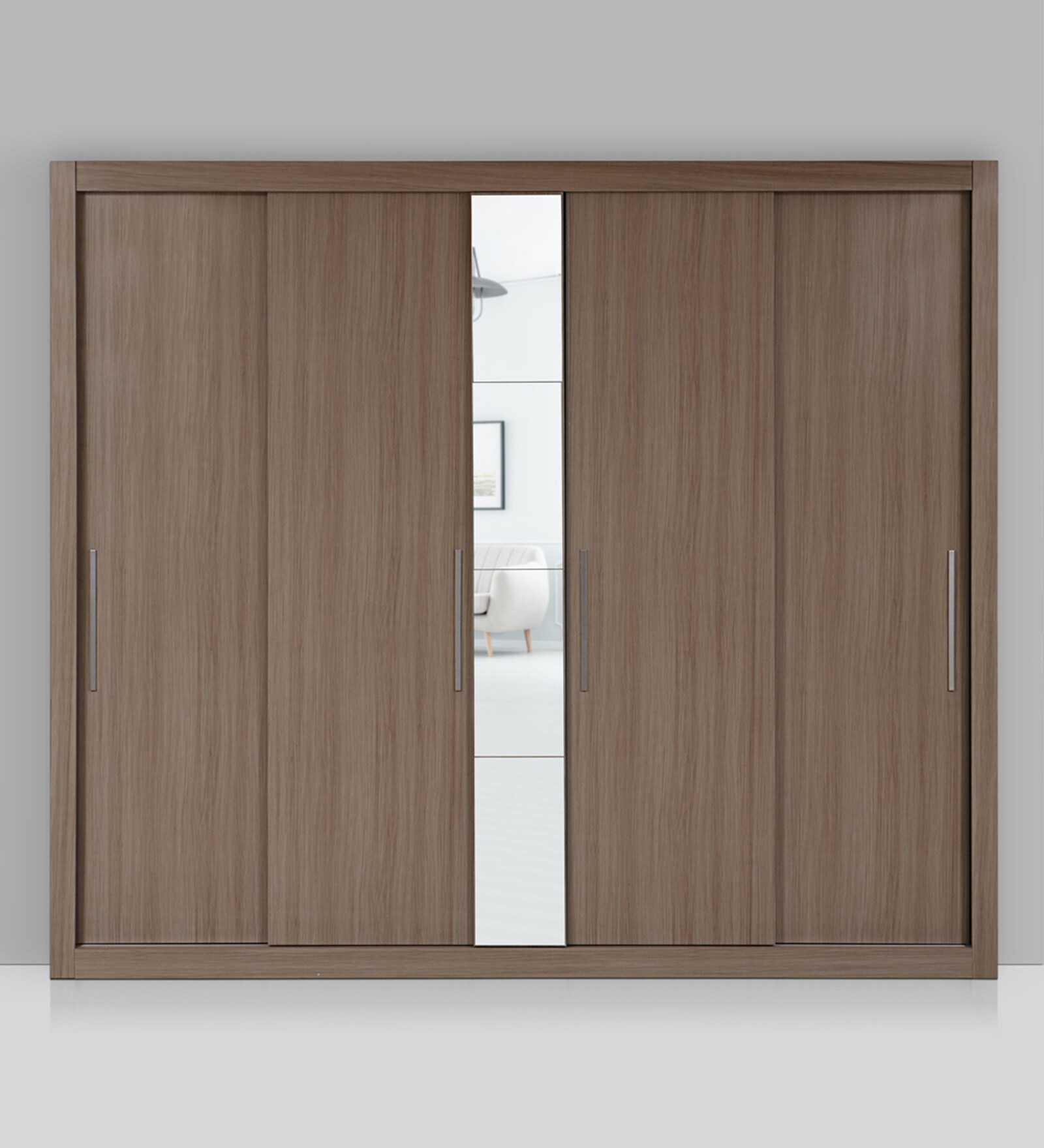 Ronaldo 4 Door Sliding Wardrobe in Light Walnut Finish