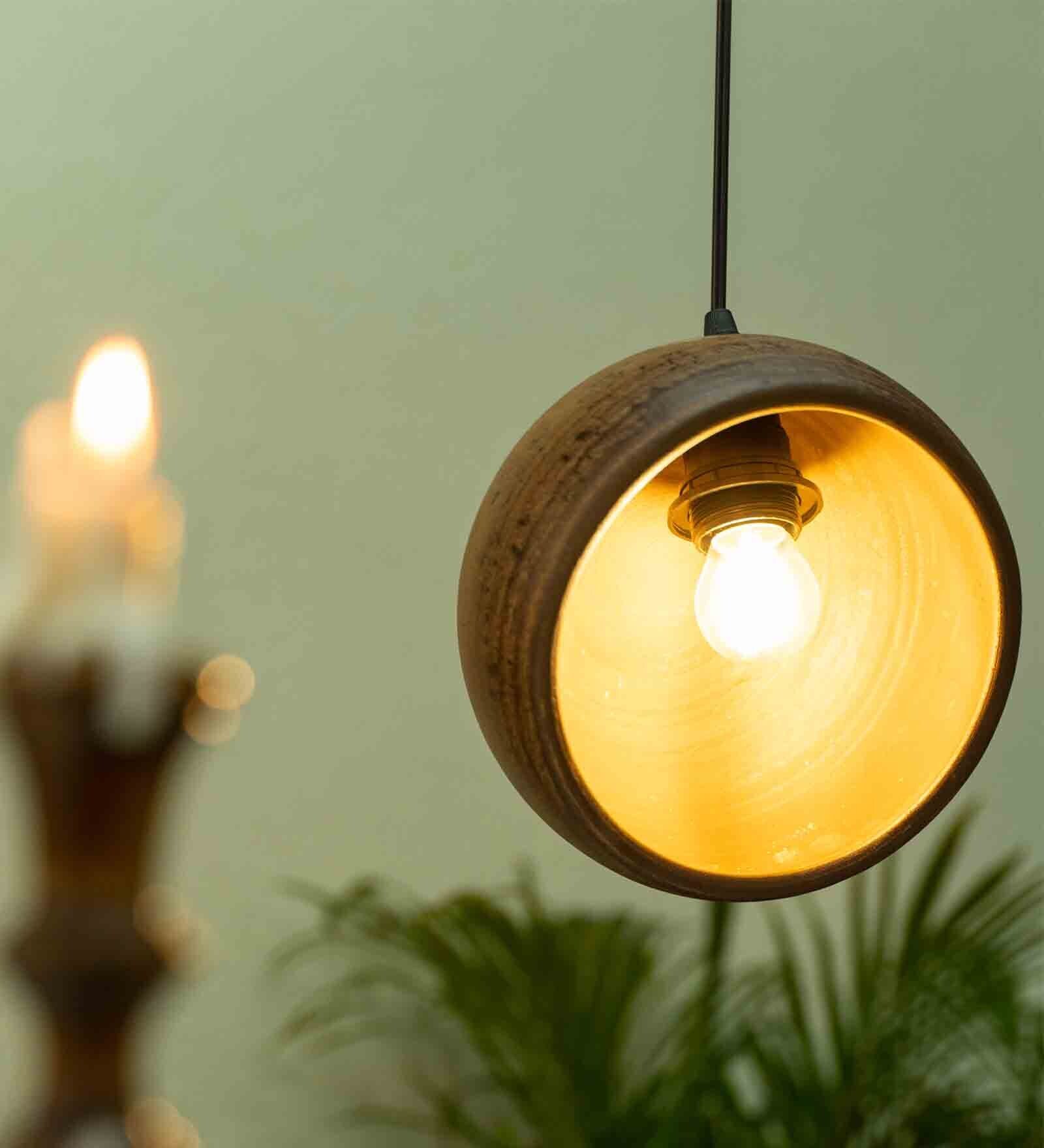 Ronda Brown Teracotta Handcrafted Contemporary Single Hanging Lights