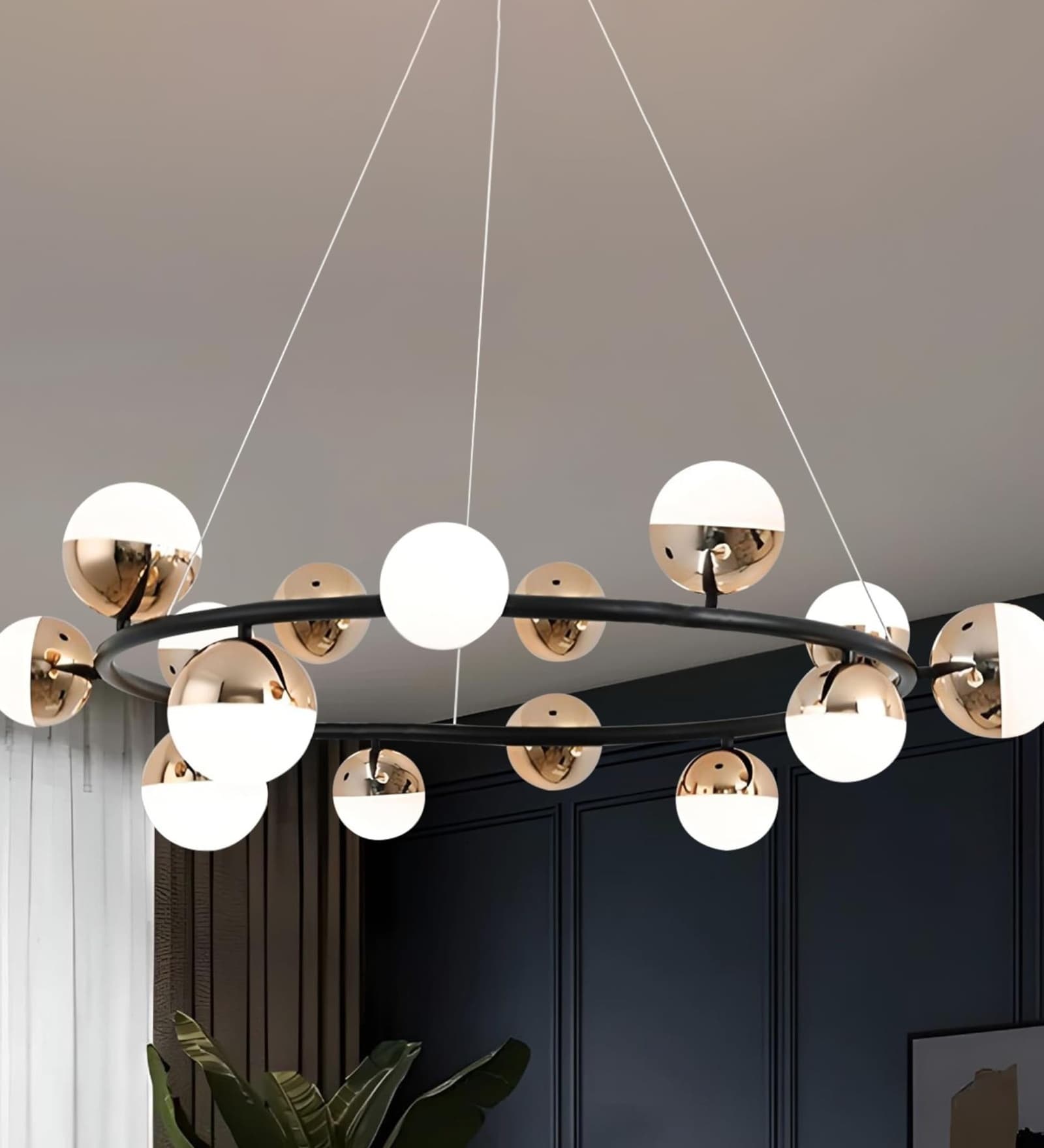Ronz 88W | 70 Cm | Google & Alexa | Height Adjustable | 3 Light Mode | Modern LED Ceiling Chandelier for Living Room, Dining, Bedroom, Hall, Kitchen, Office,Luxury Decorative Lighting