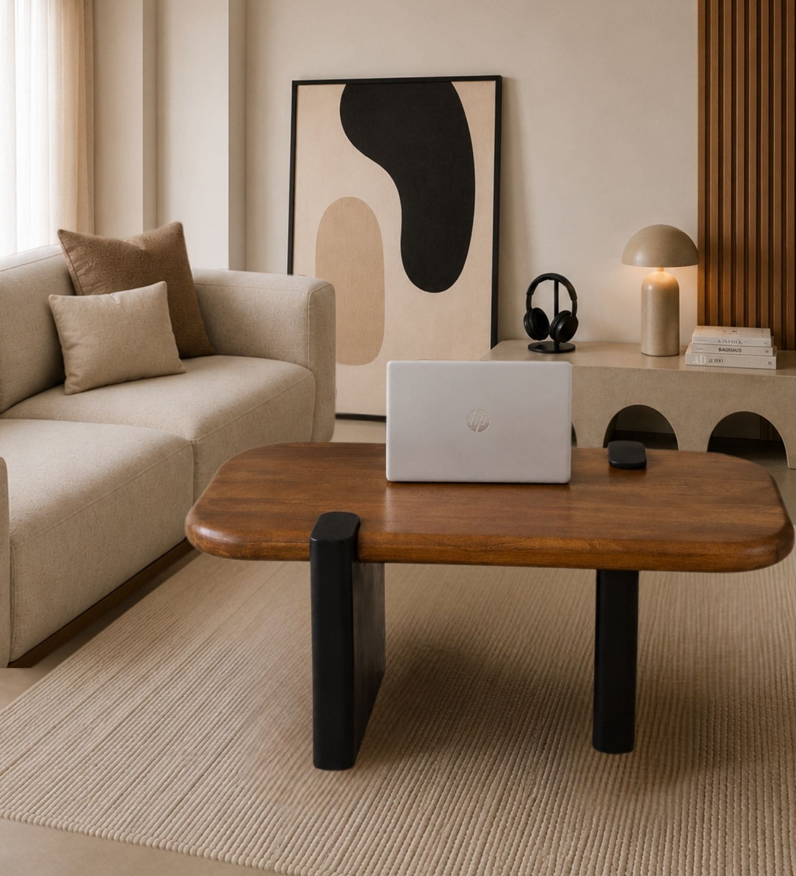 Rooted Modern Center Table In Solid Wood Finish