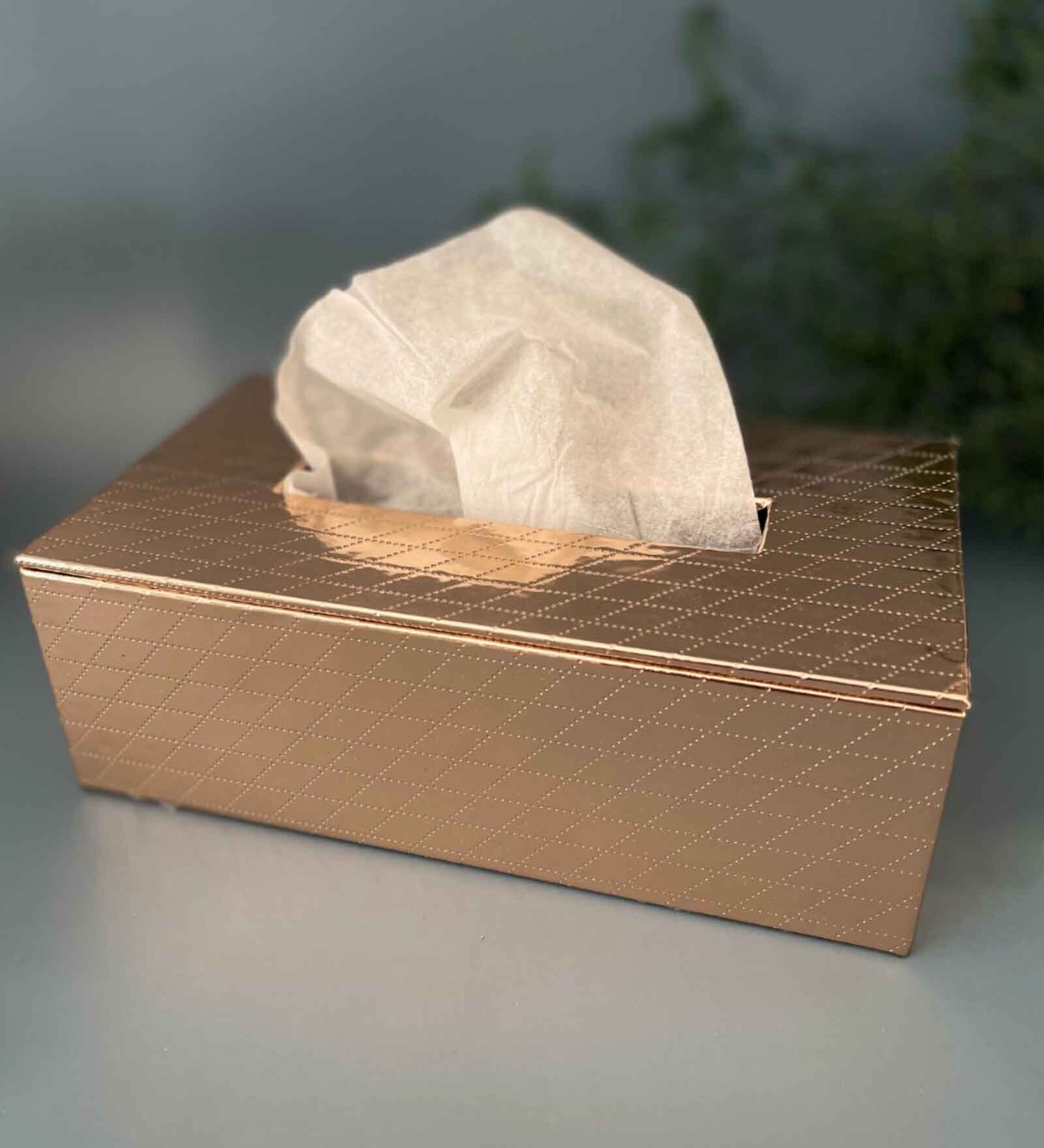 Abstract Print Rose Gold Leather Tissue Paper Holder Box for Dining Room