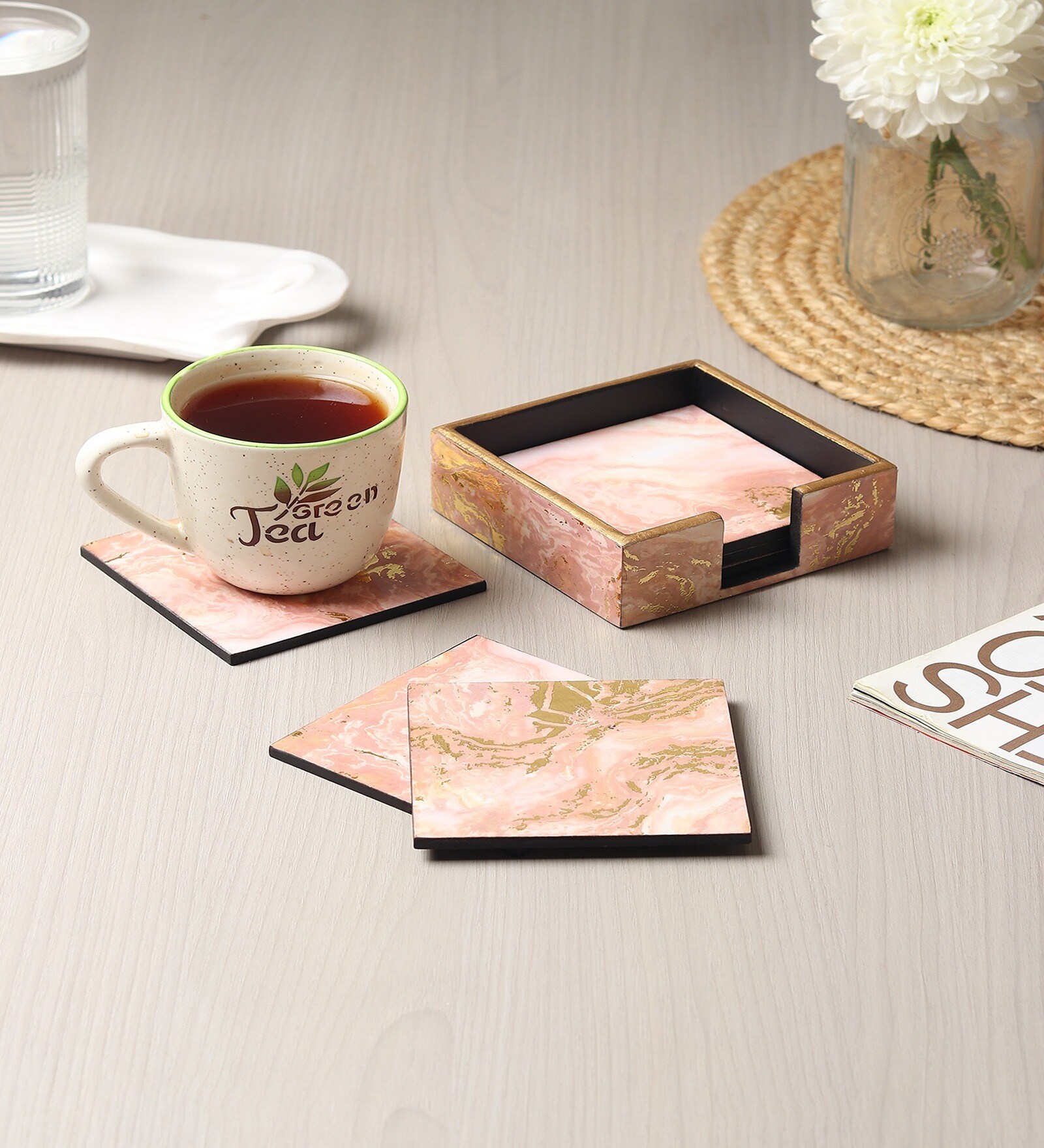 Rosa Perlino  Coaster Set of 6
