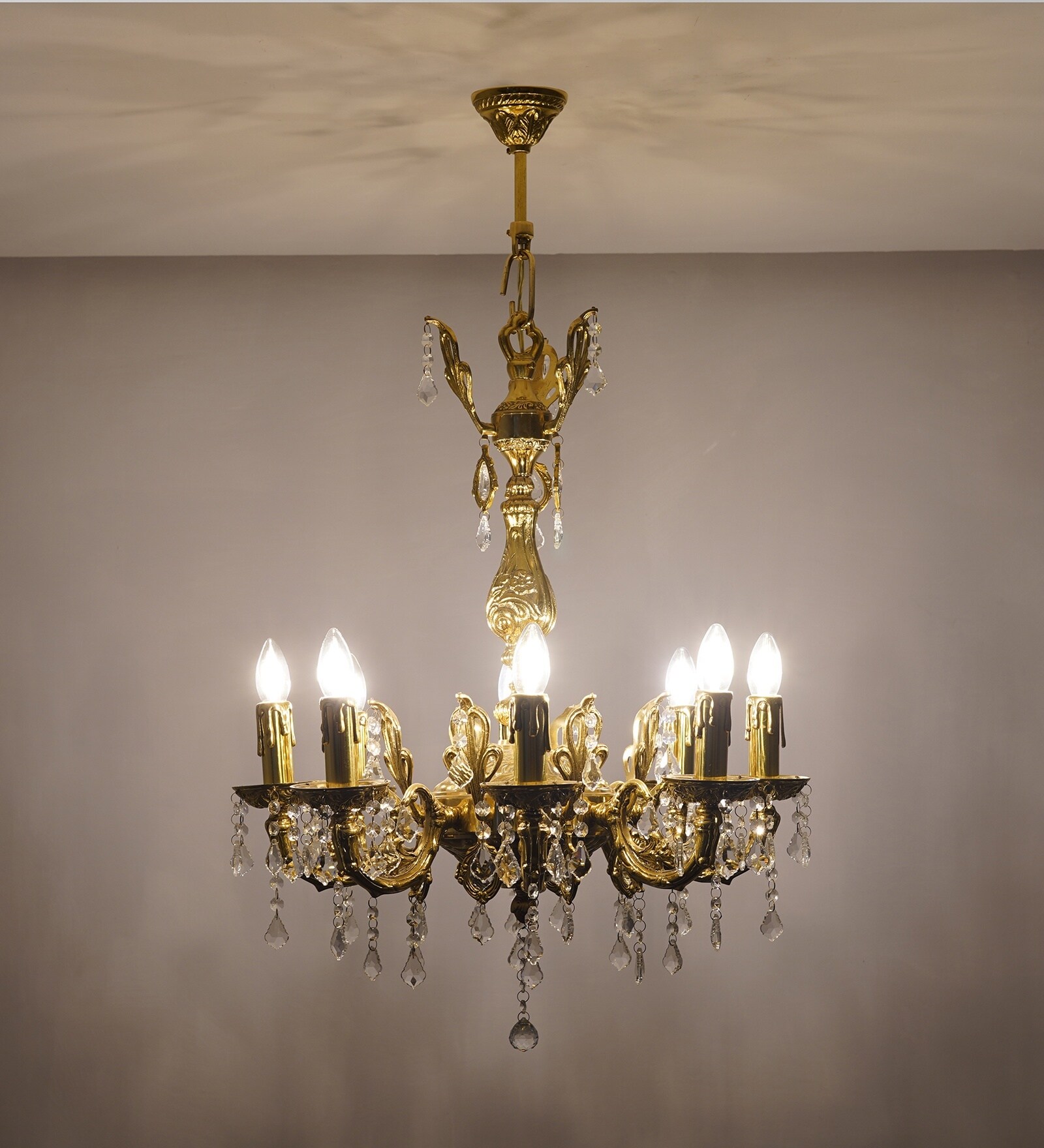 Rosalie 8 Arms Brass Antique Chandelier