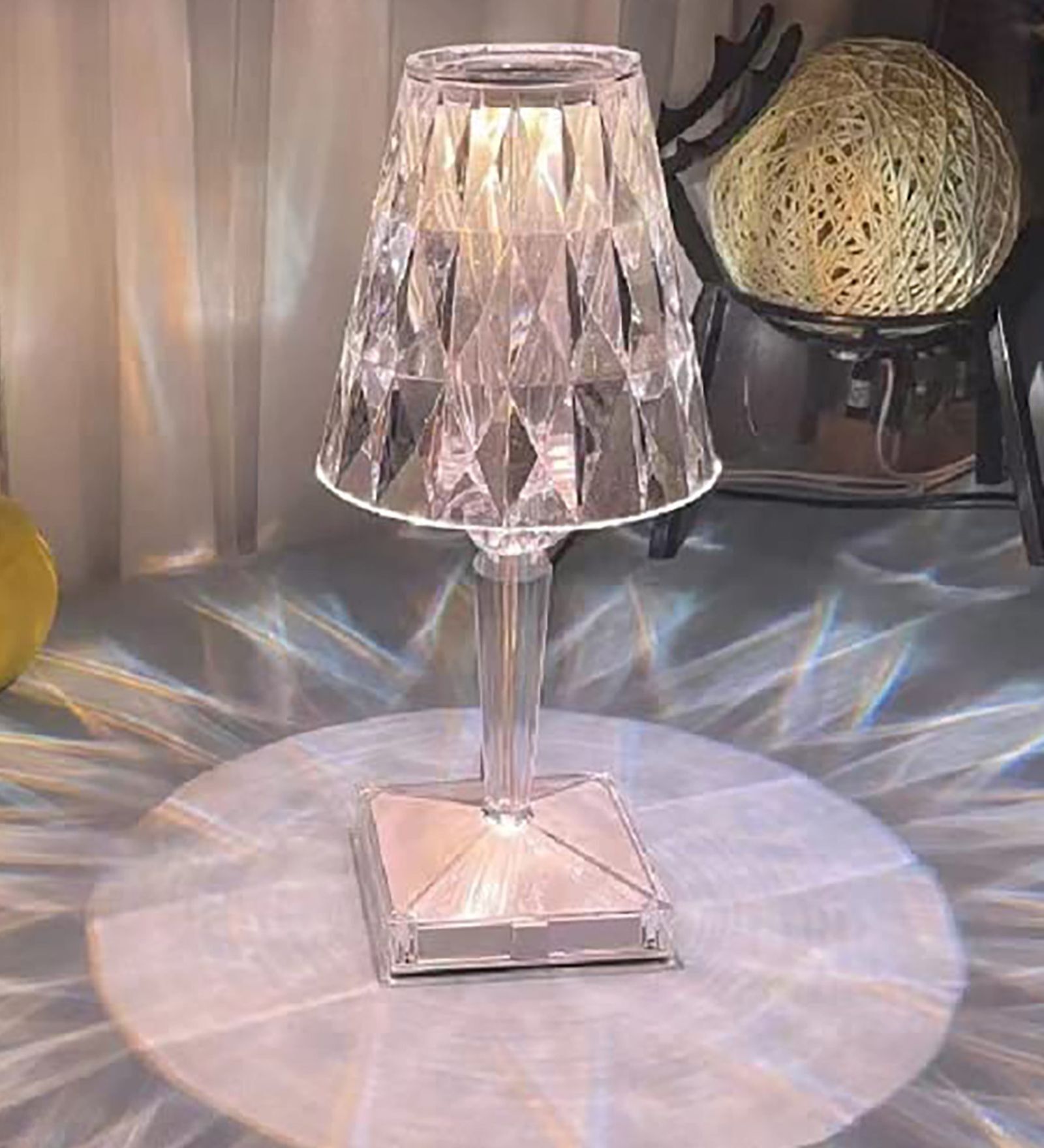 Rose Daimond 16 Colour Changing LED Touch Crystal USB Operated Table Lamp with Remote