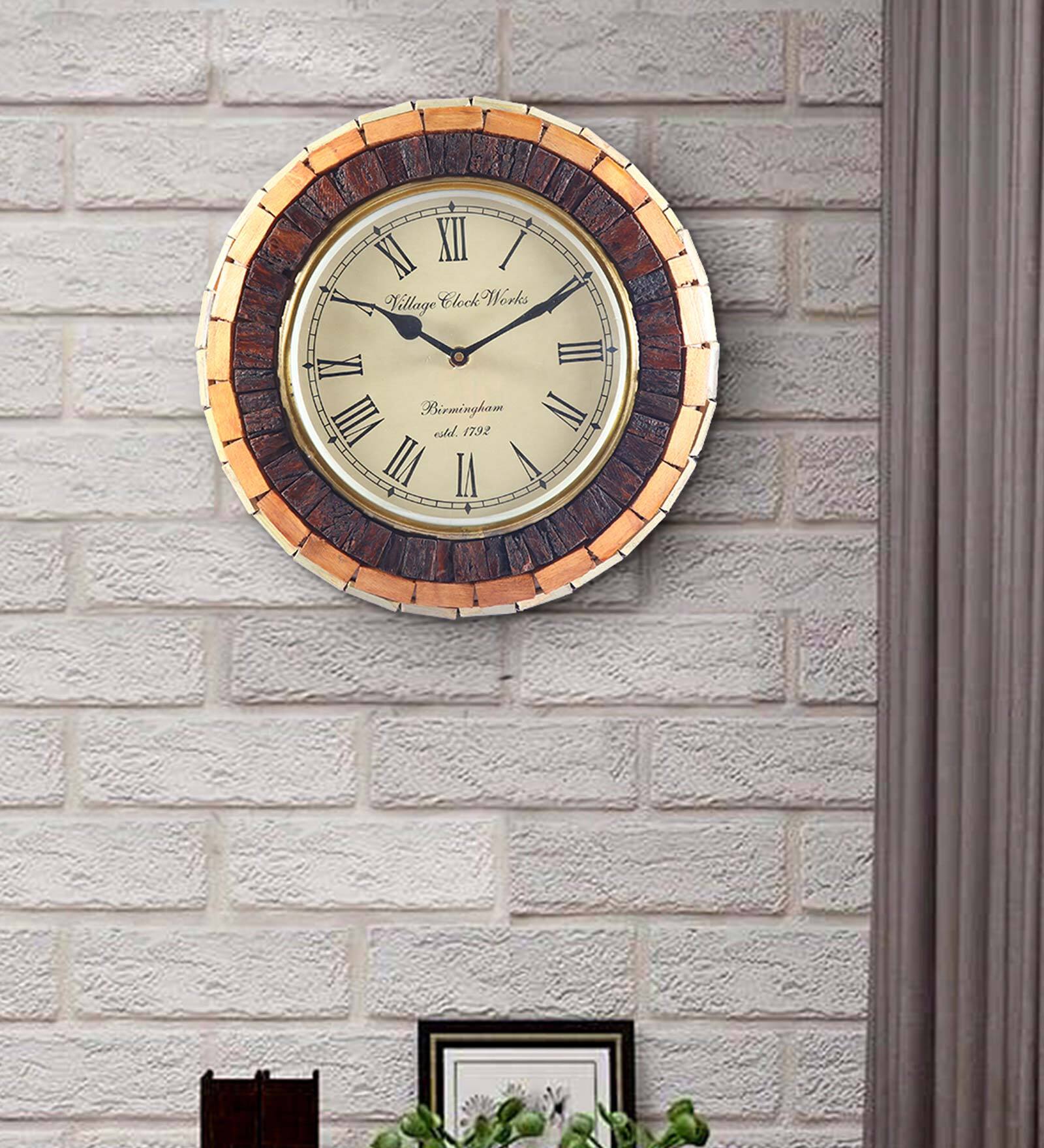 Rose Gold & Brown Wood Wall Clocks