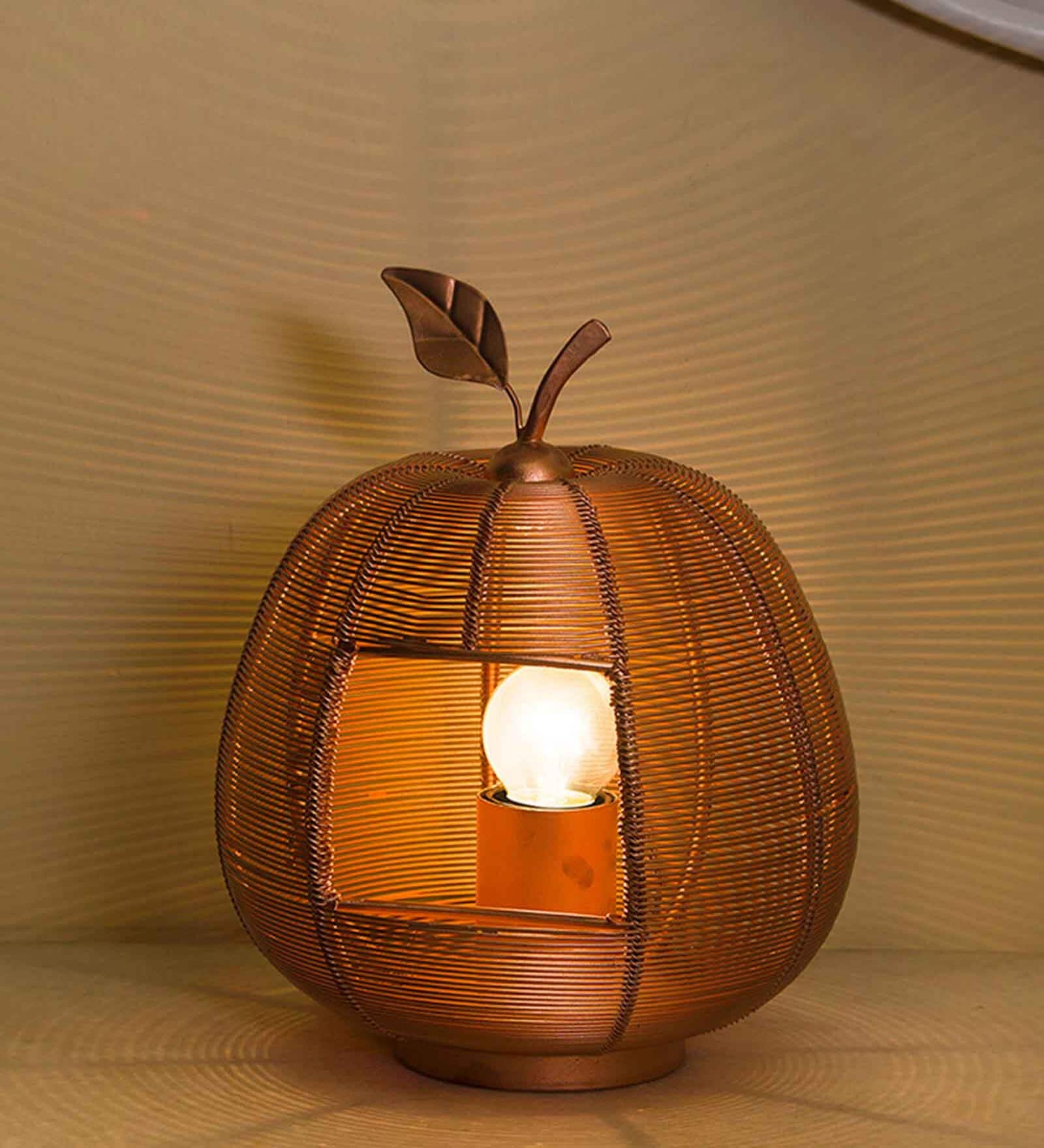 Rose Gold Copper Apple Contemporary Table Lamp