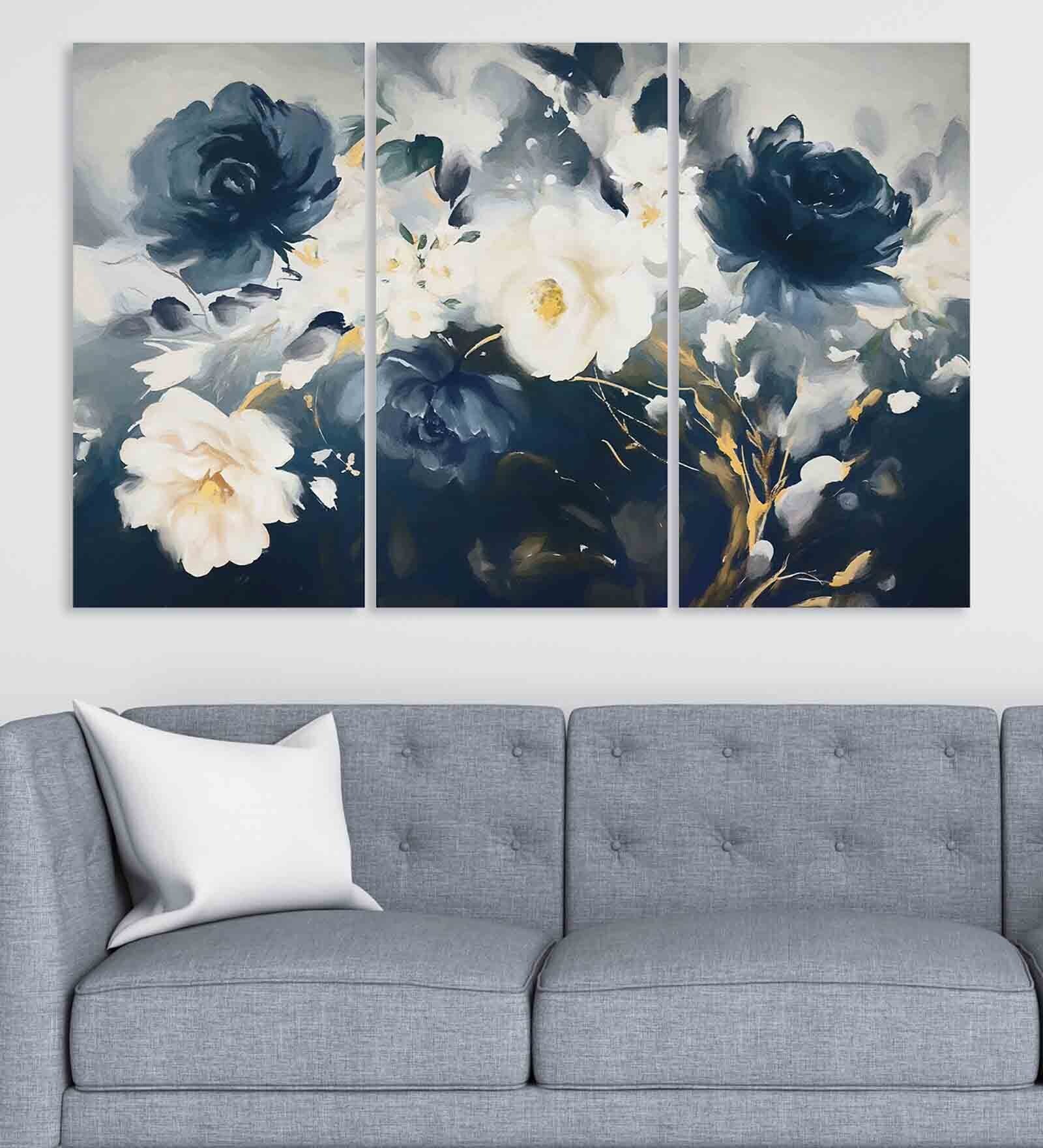 Rose Multicolour Canvas (Set of 3) Art Panels