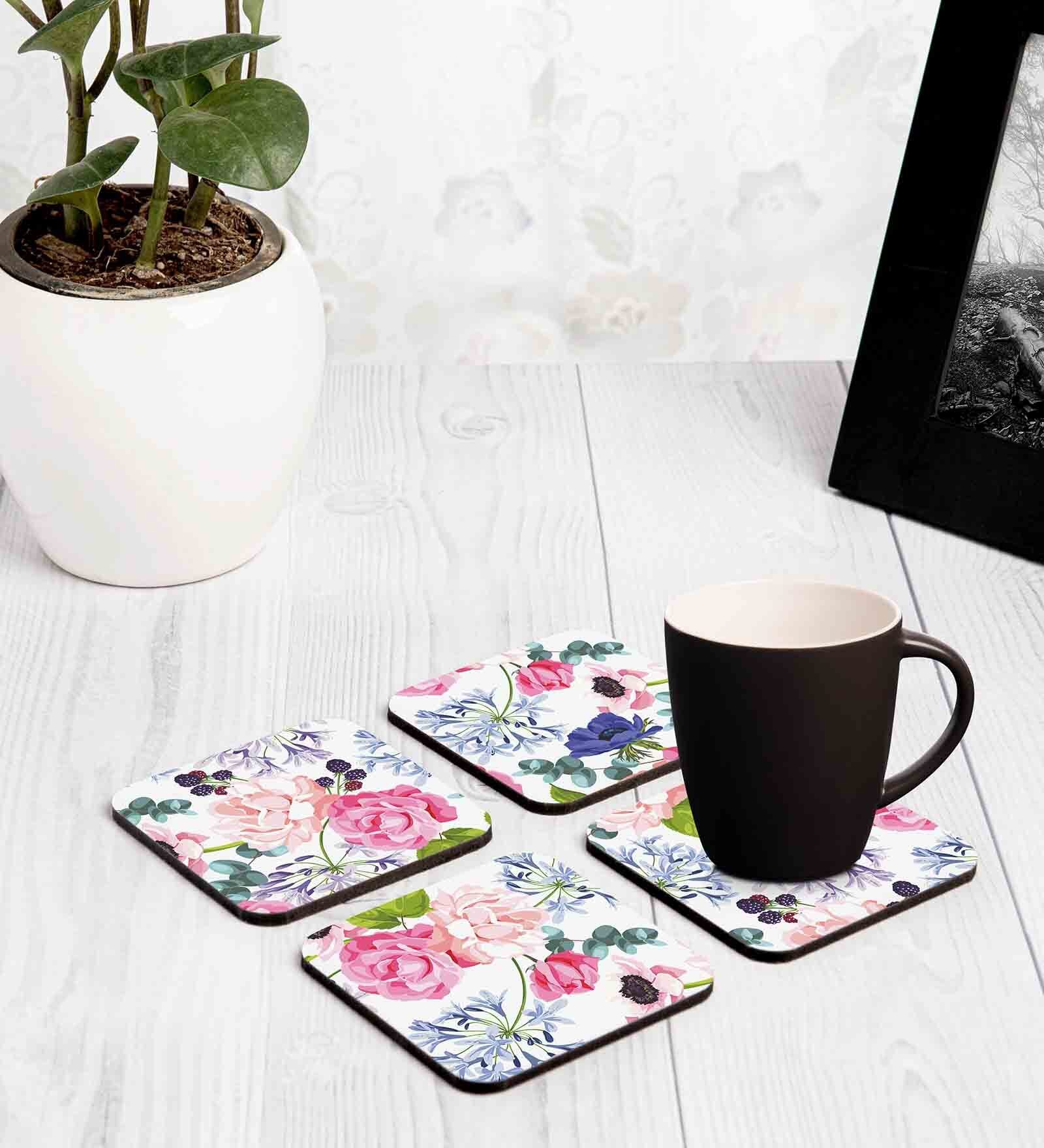 Rose (Set of 4) Engineered Wood Coaster
