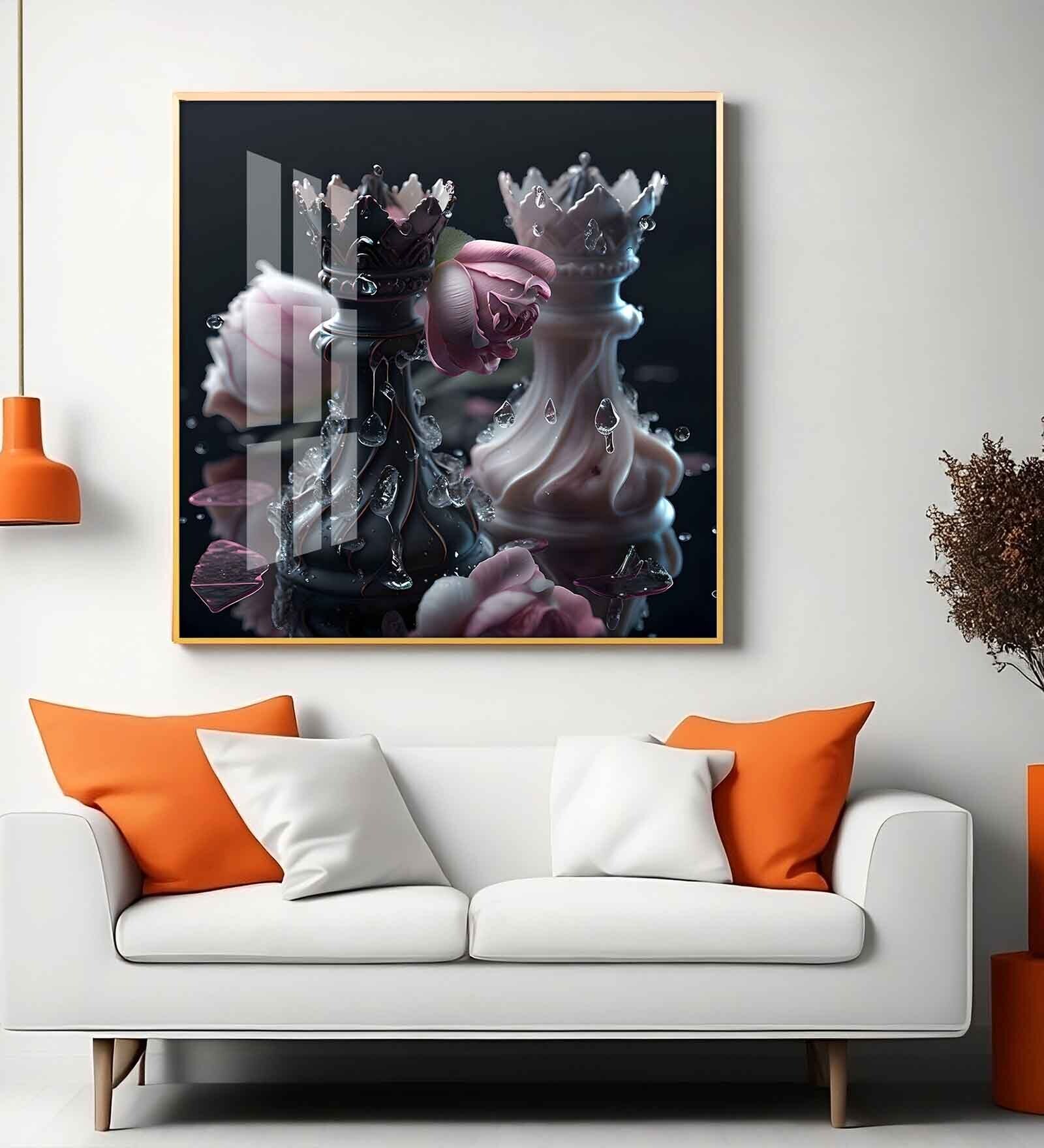 Rose Timeless Contrast Glass Finish Square Wall Art