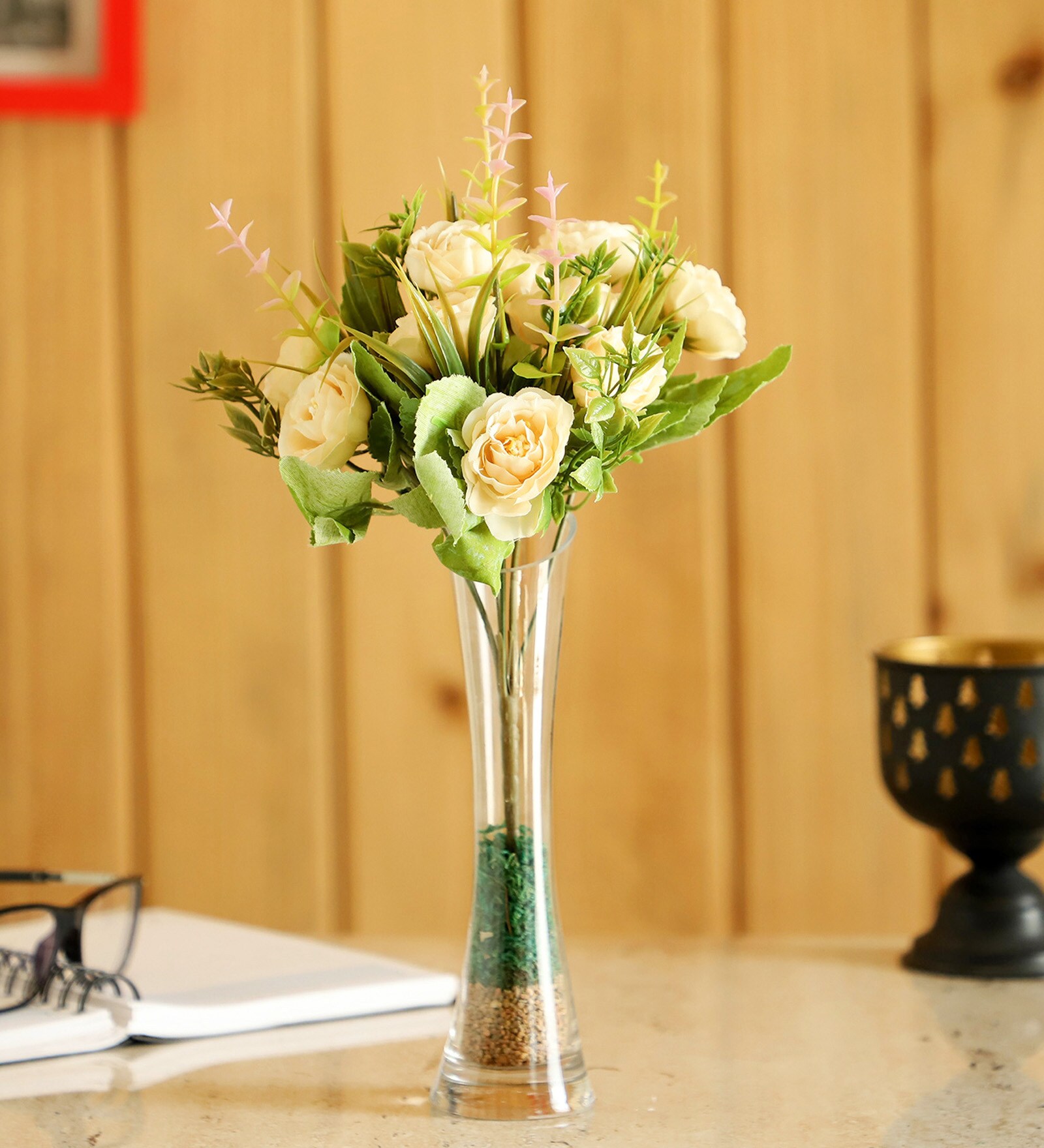 Buy Rose White Plastic Flower bunch without pot by Ferns N Petals at 29 ...