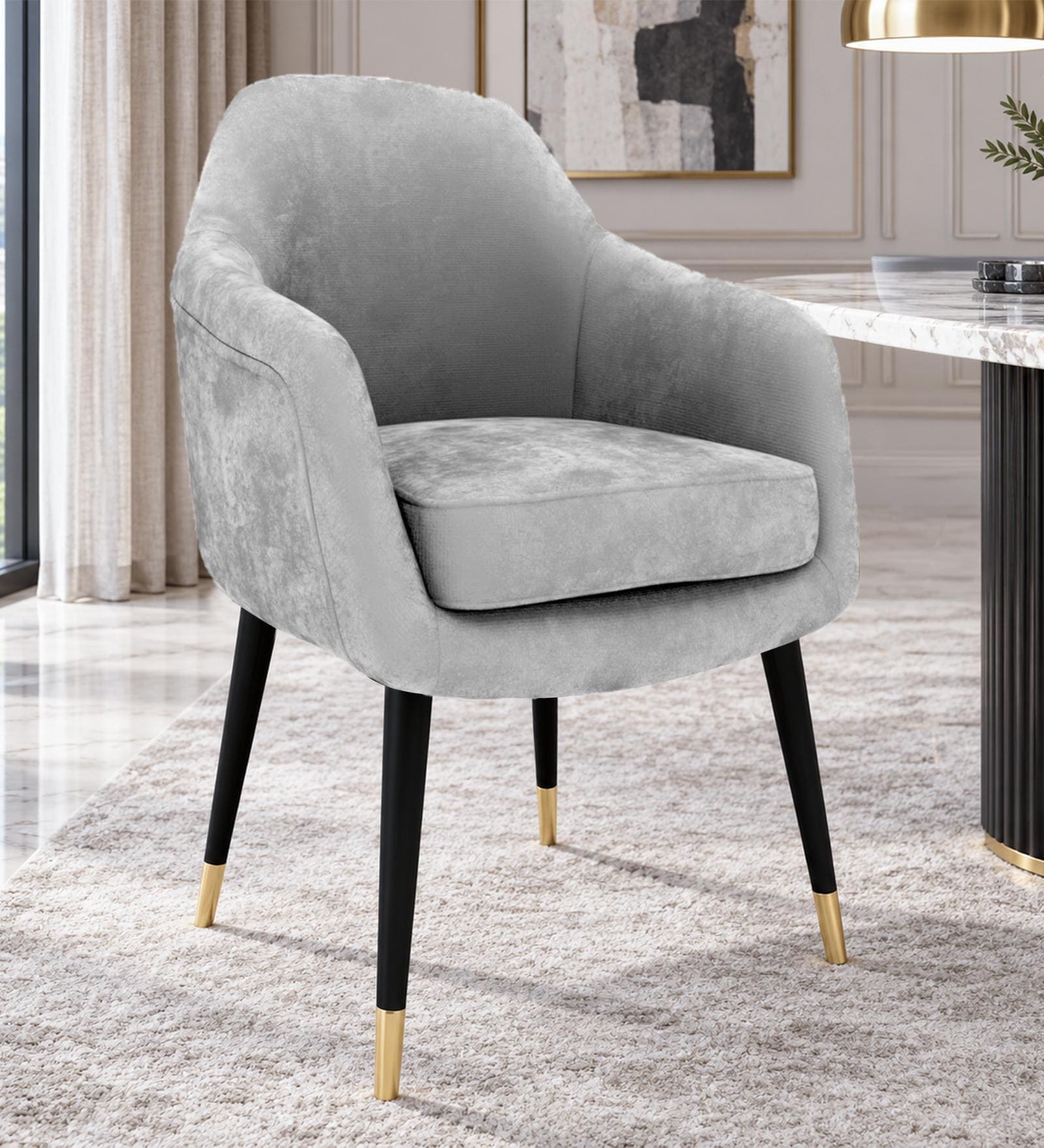 Roselle Suede Accent Chair In Grey Colour