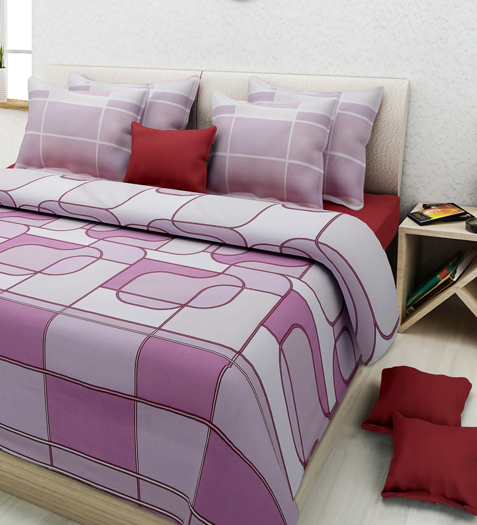 Buy Rosepetal White Cotton Floral Double Bed Sheet Set (with Pillow