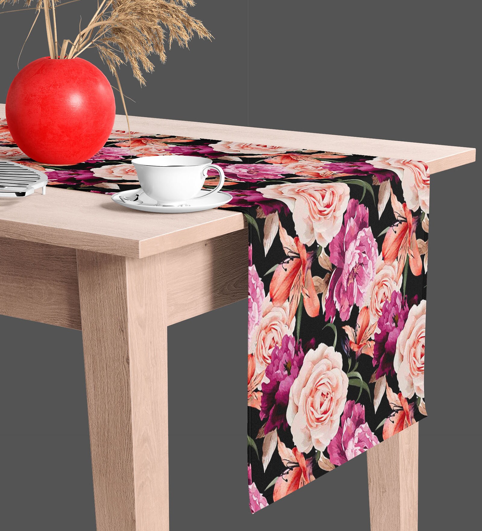 Roses   Multicolor (60 x 16) Velvet Table Runner
