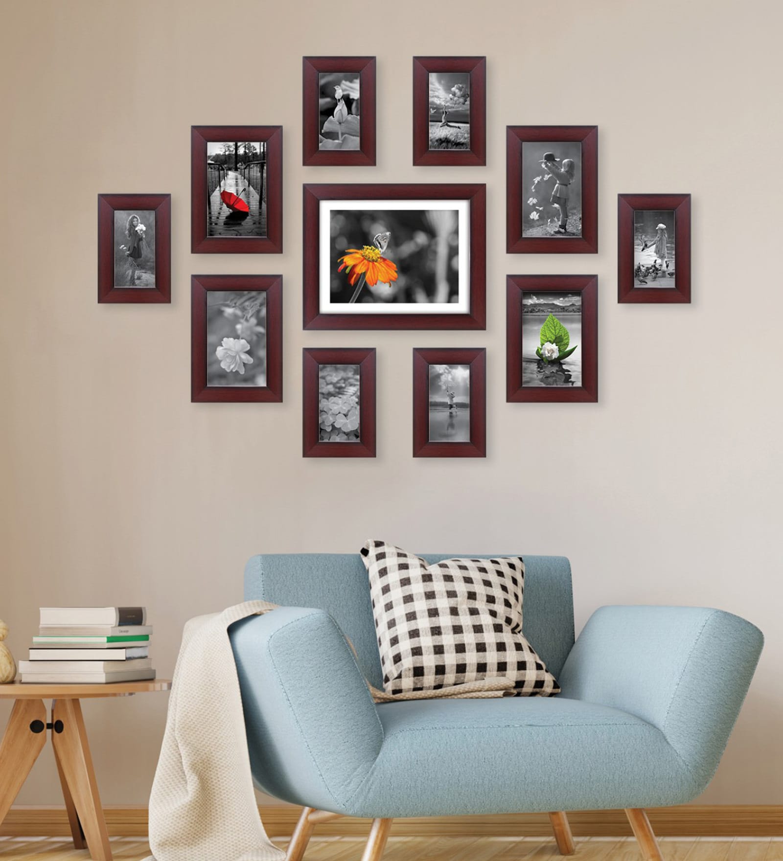 Buy Brown Engineered Wood Rose S, Set Of 11 Collage Photo Frames at 5% ...