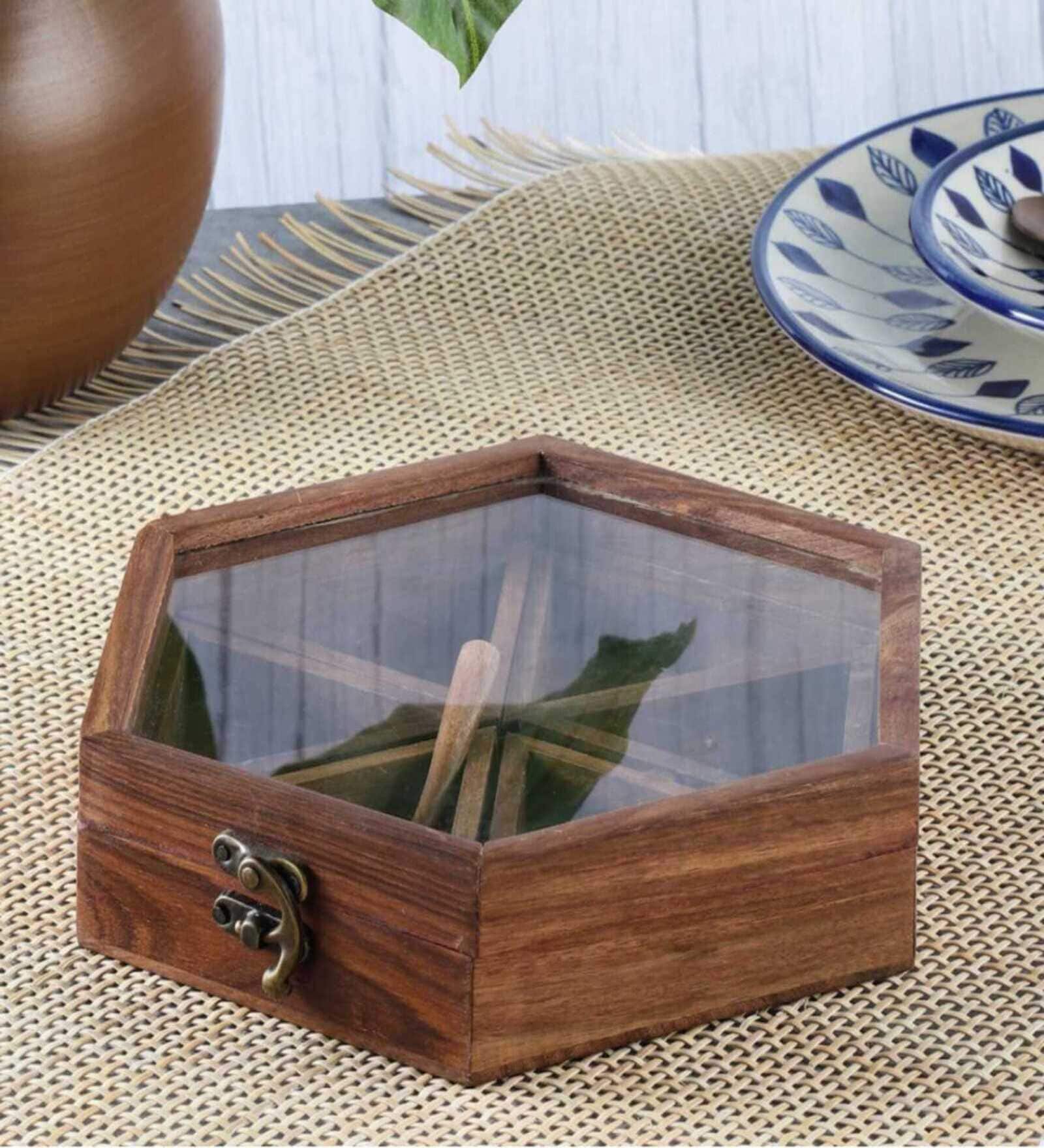 Rosewood Hexagon Spice Box