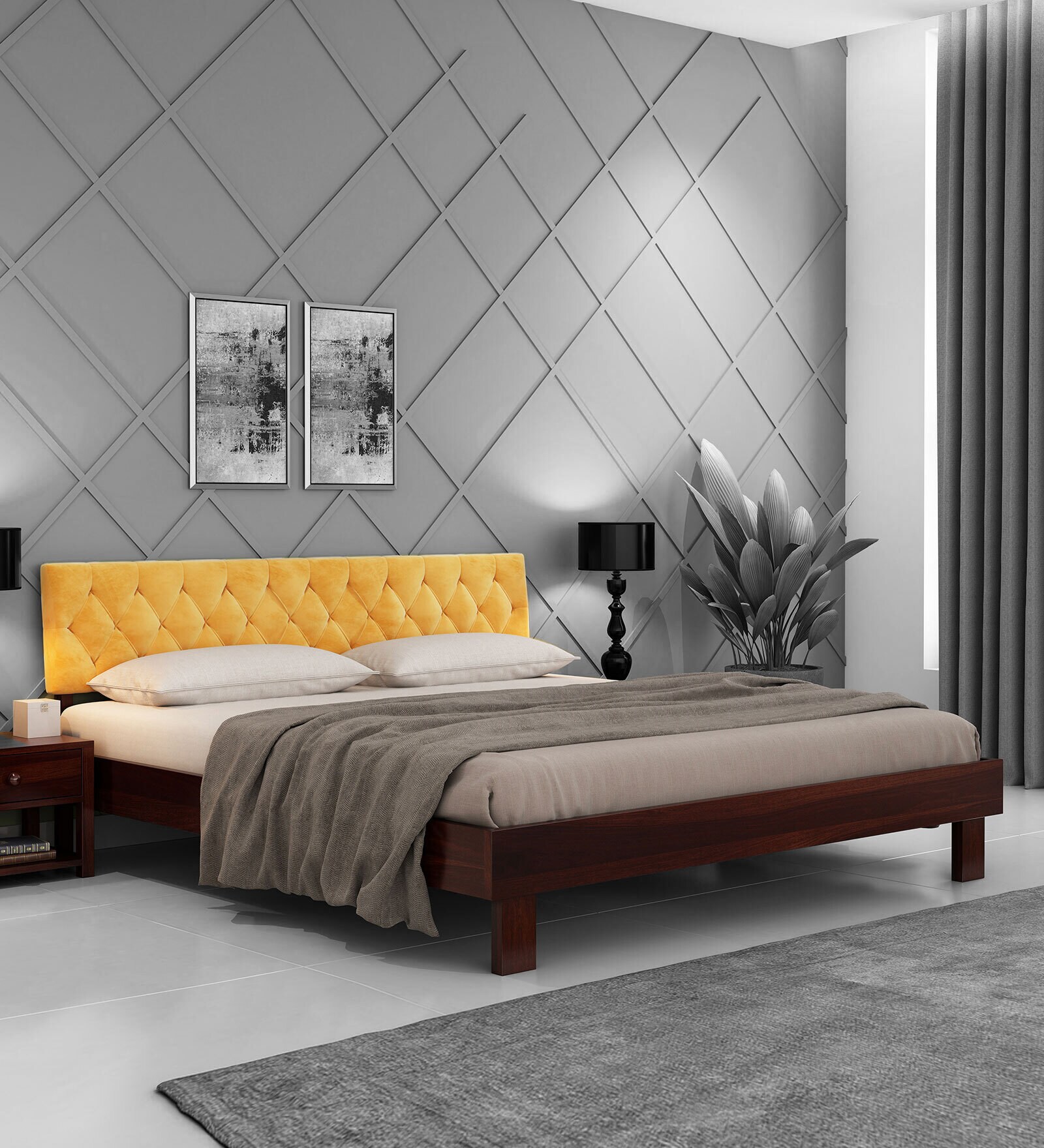 Buy Rota King Size Bed without storage in Walnut Finish at 100 OFF by Woodhub Pepperfry