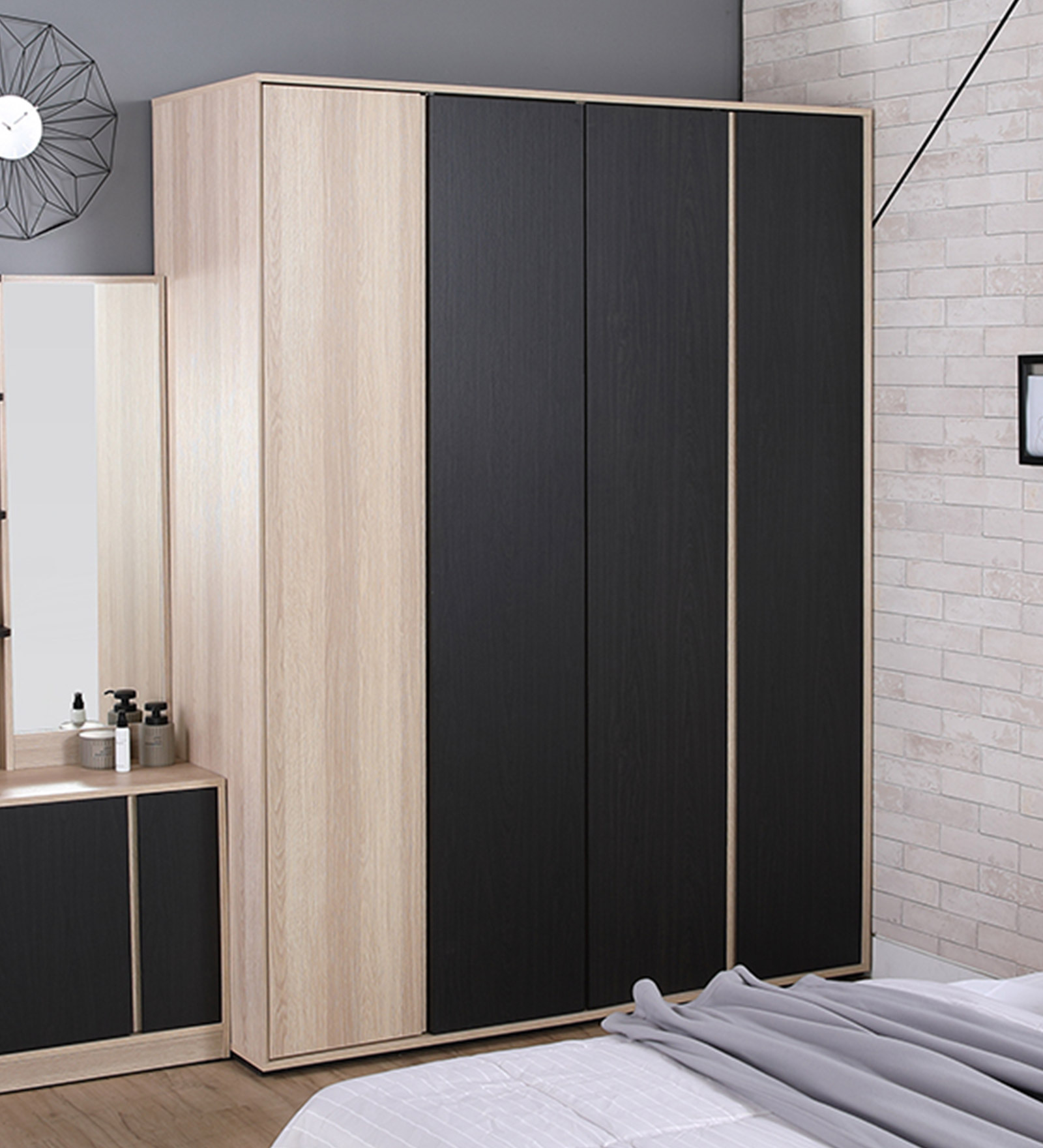 Rotterdam 4 Door Wardrobe In Lurbana Oak Colour