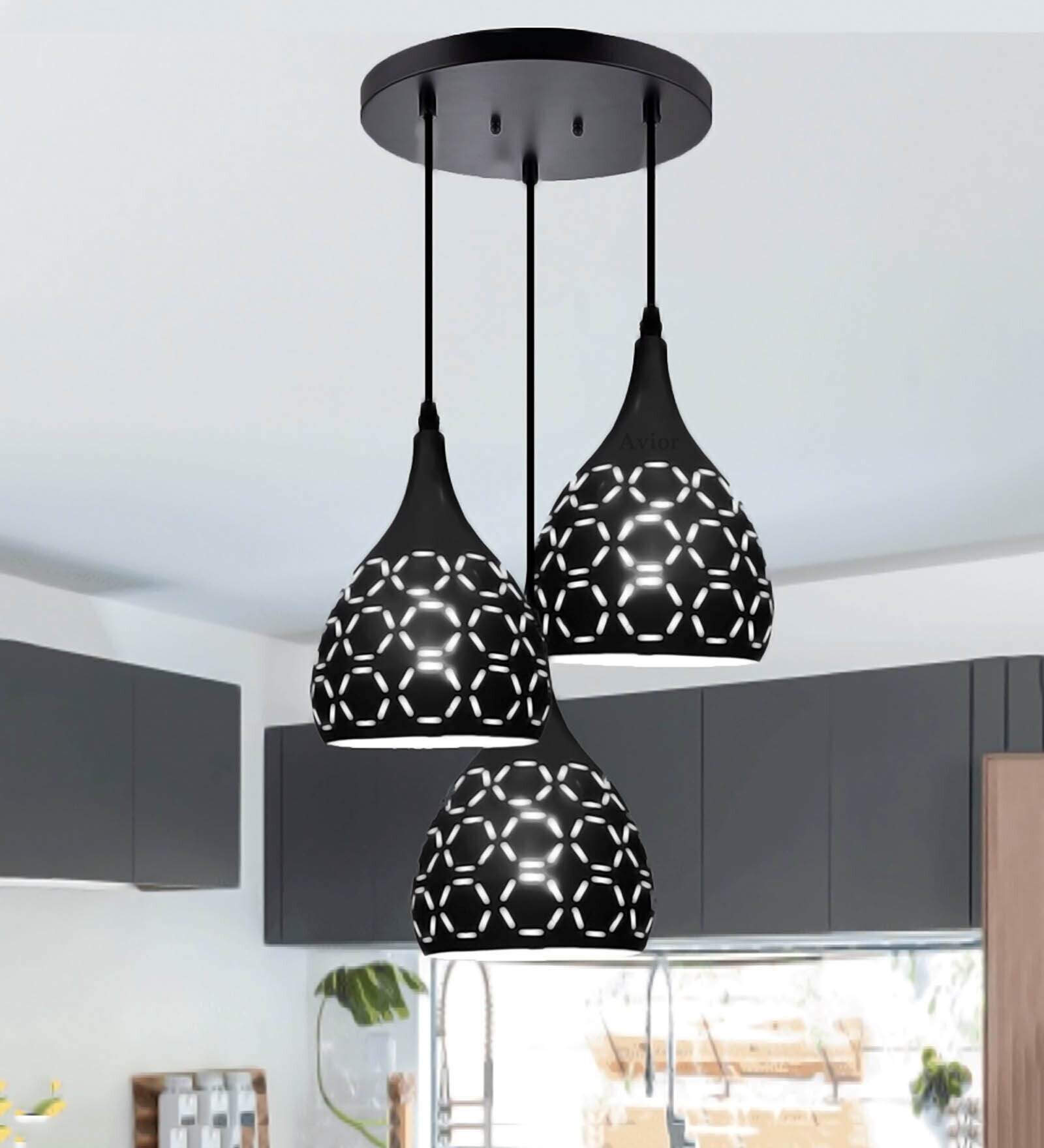 Round Black (E- 27/ 12 Watt) Aluminium Cluster Hanging Light Round Black (E- 27/ 12 Watt) Aluminium Cluster Hanging Light