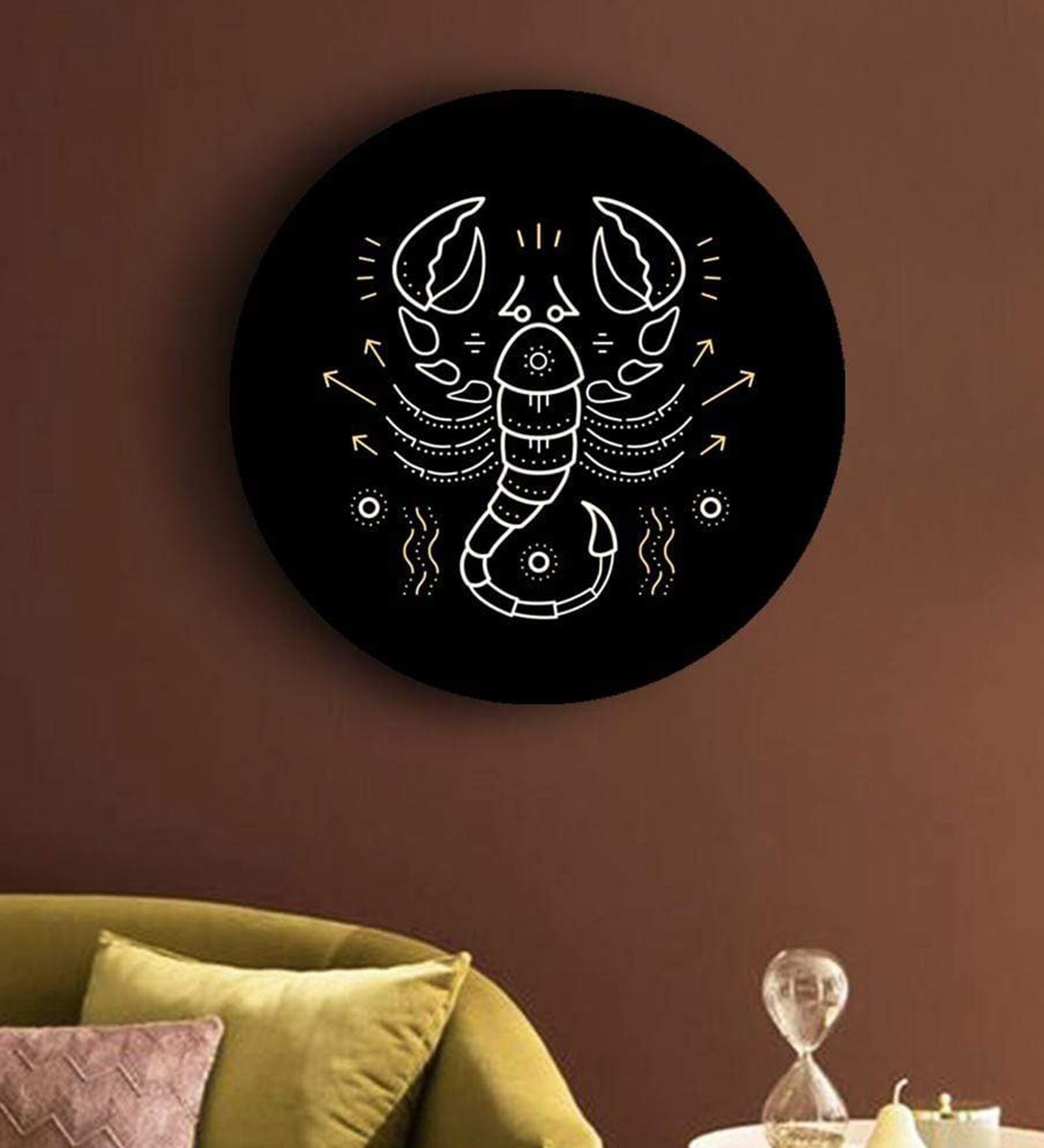 Round Black Black And Gold Zodiac Canvas Art Print