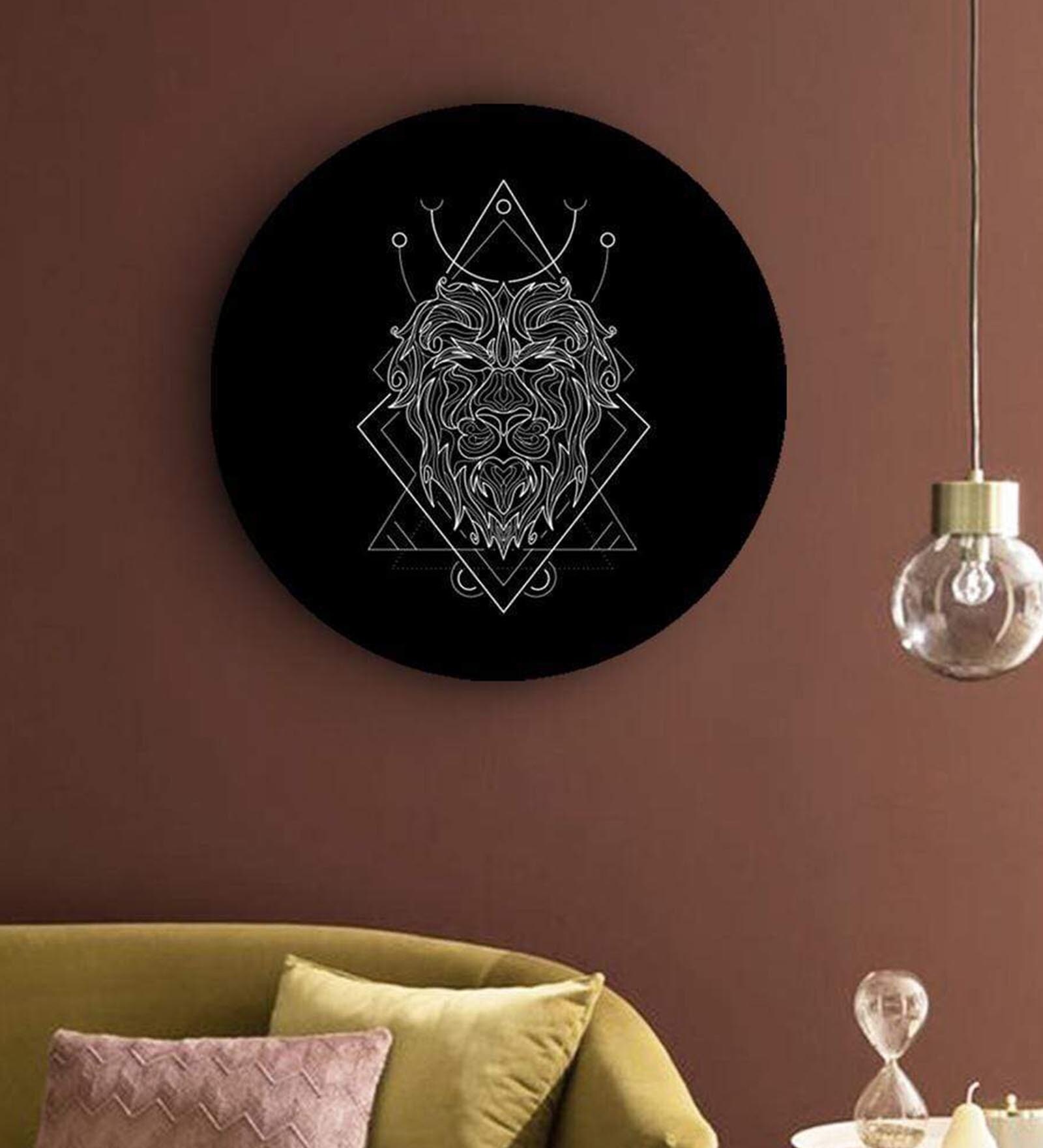 Round Black Black And White Geometry Zodiac Canvas Art Print