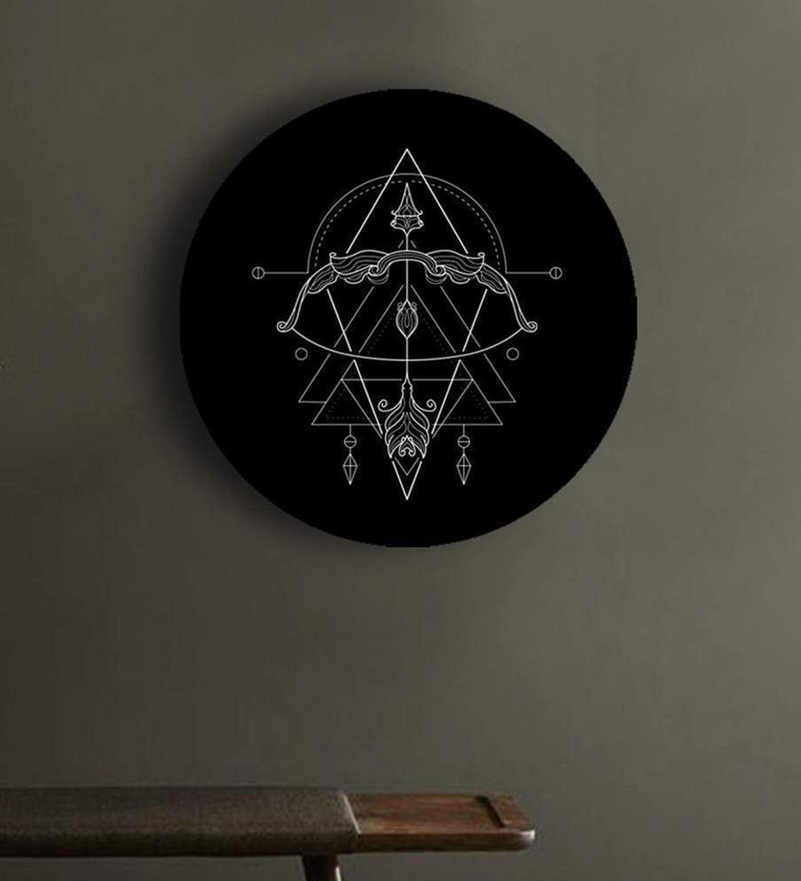 Round Black Black And White Geometry Zodiac Canvas Art Print