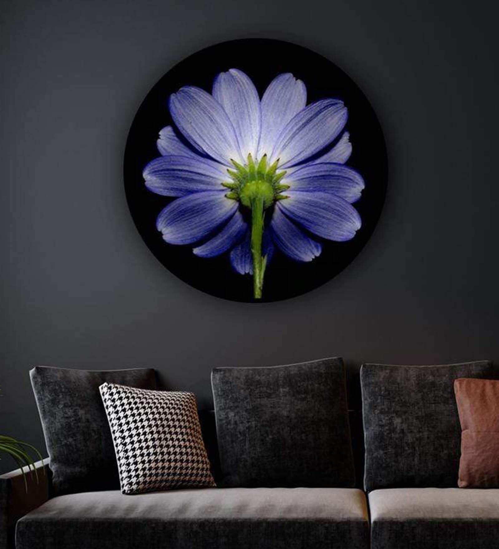 Round Blue Aster In The Bright Light Canvas Art Print