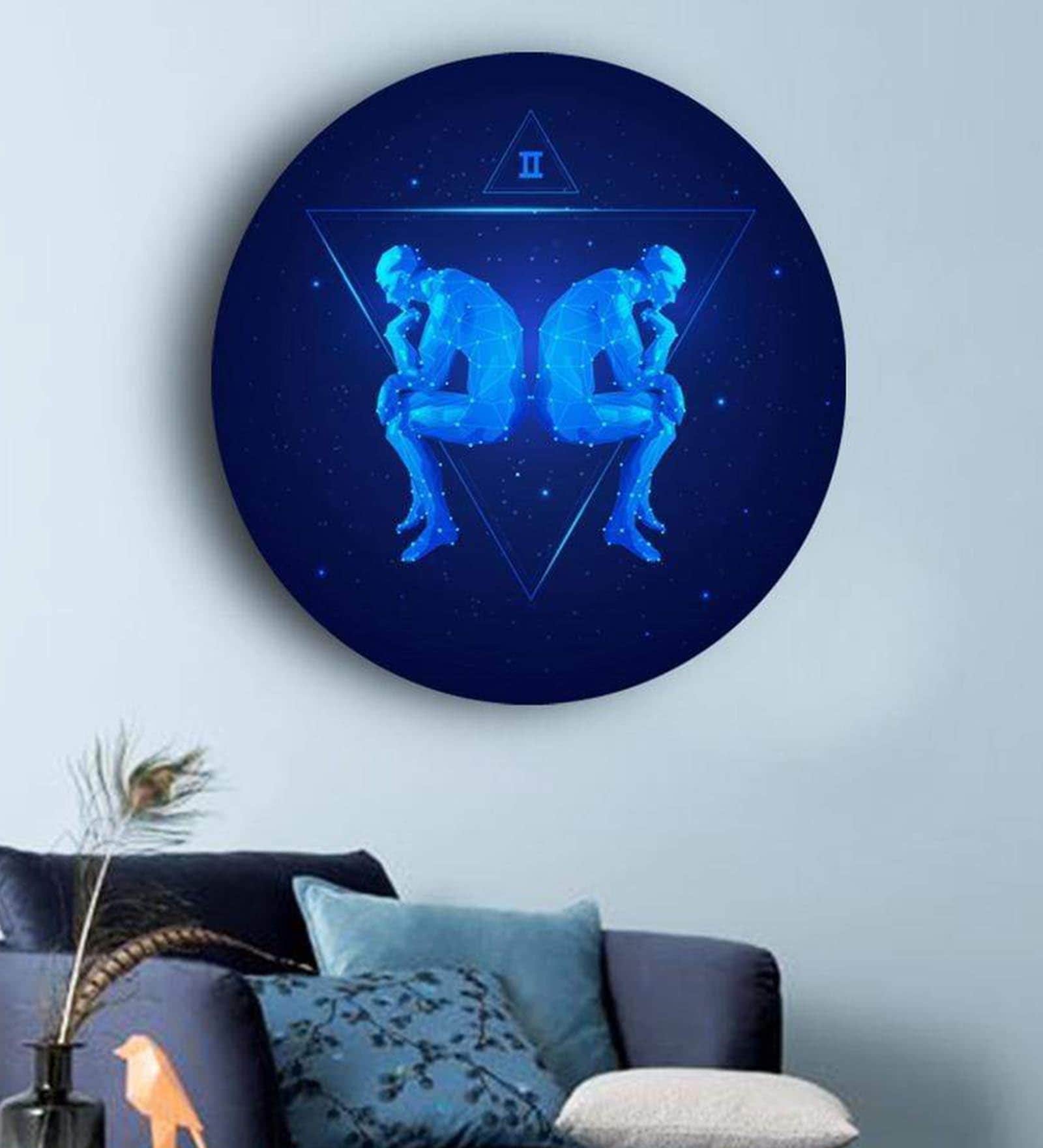 Round Blue Beyond The Bluest Skies Zodiac Canvas Art Print