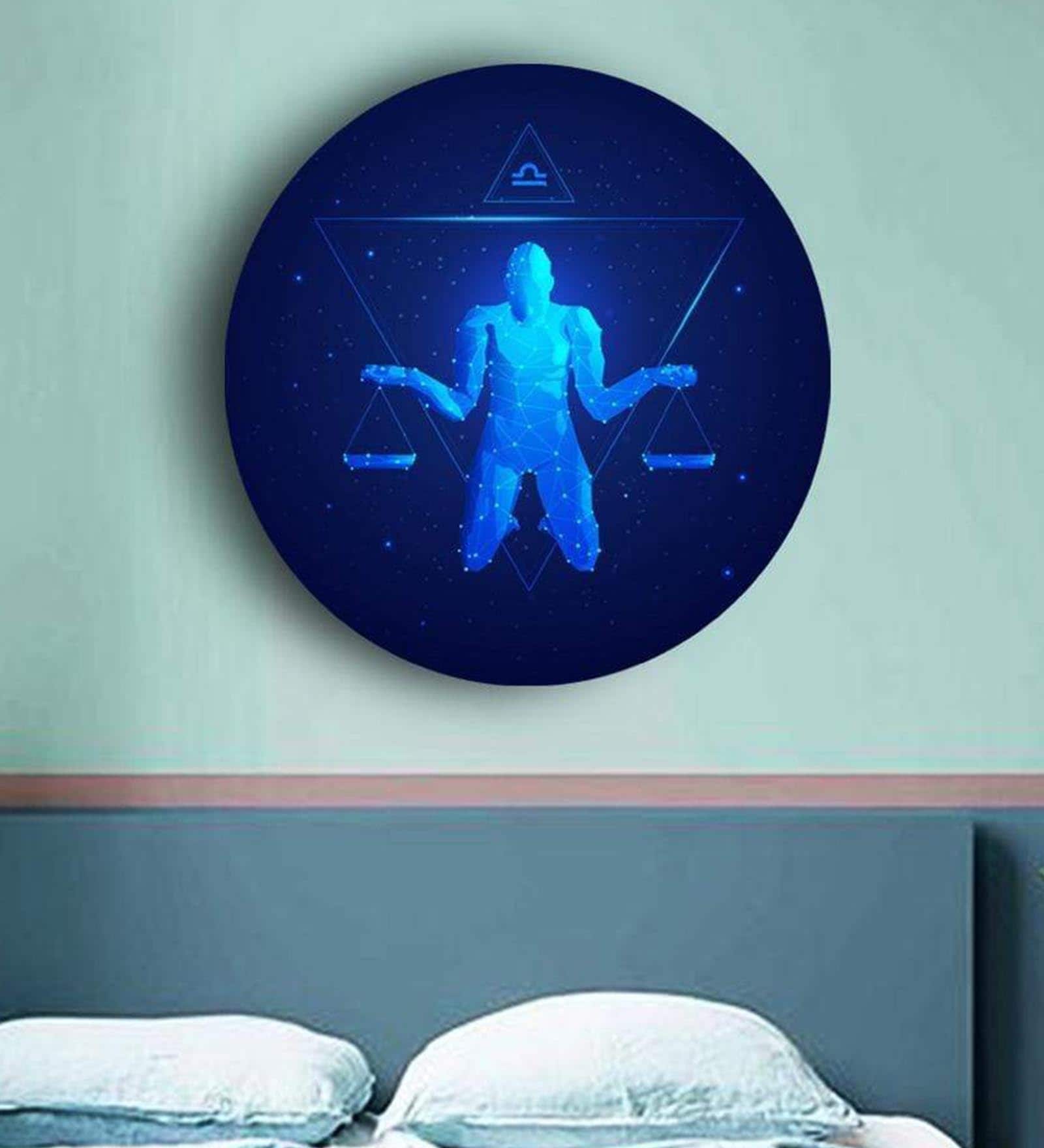 Round Blue Beyond The Bluest Skies Zodiac Canvas Art Print