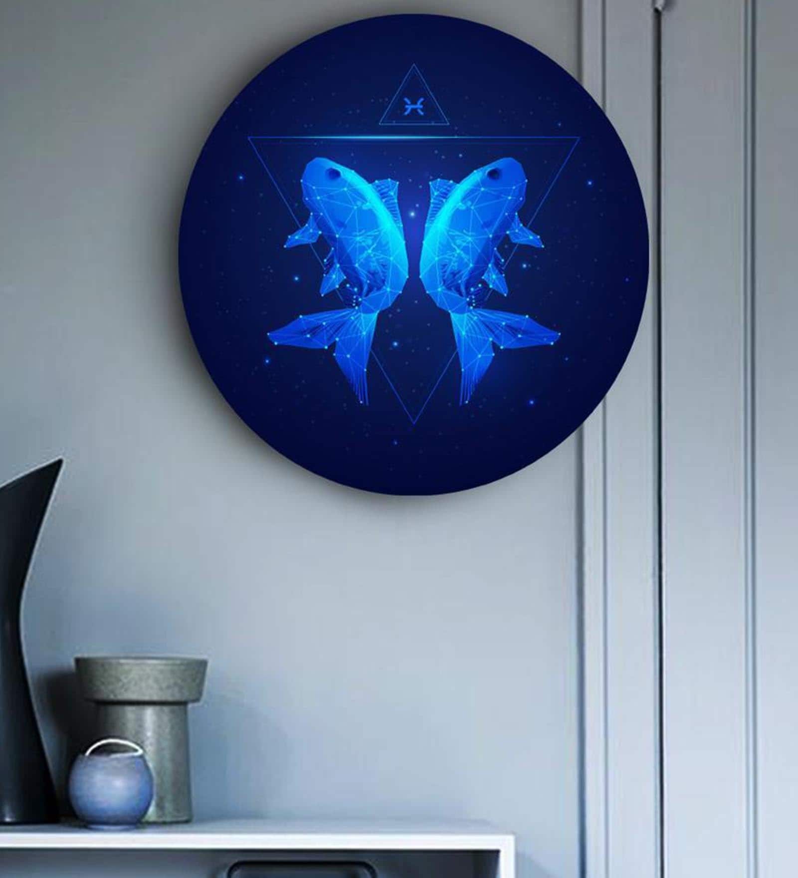 Round Blue Beyond The Bluest Skies Zodiac Canvas Art Print