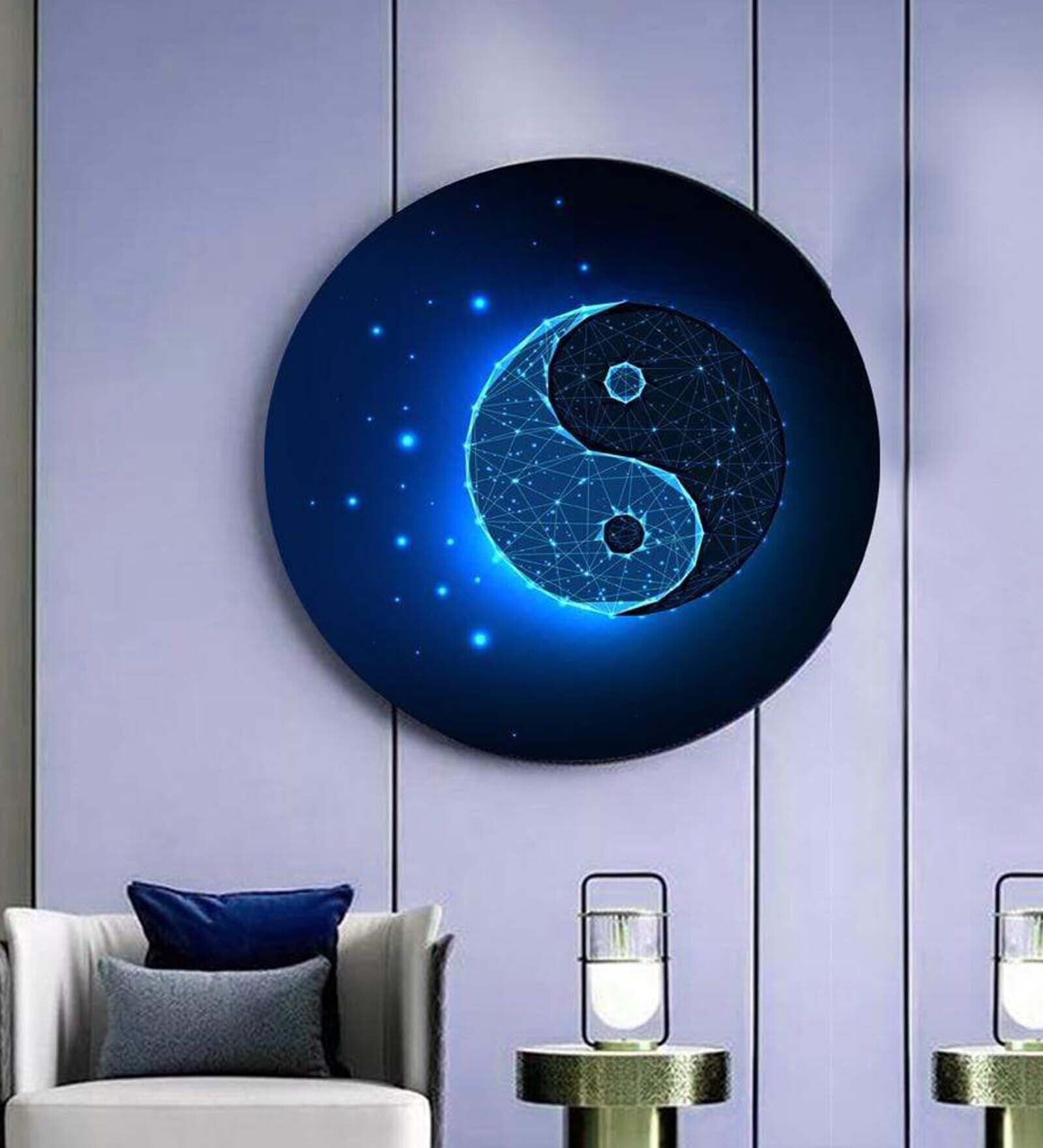 Round Blue In The Spirit Of Yin And Yang Canvas Art Print