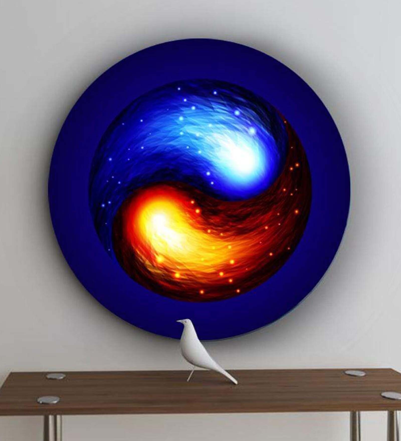Round Blue In The Spirit Of Yin And Yang Canvas Art Print