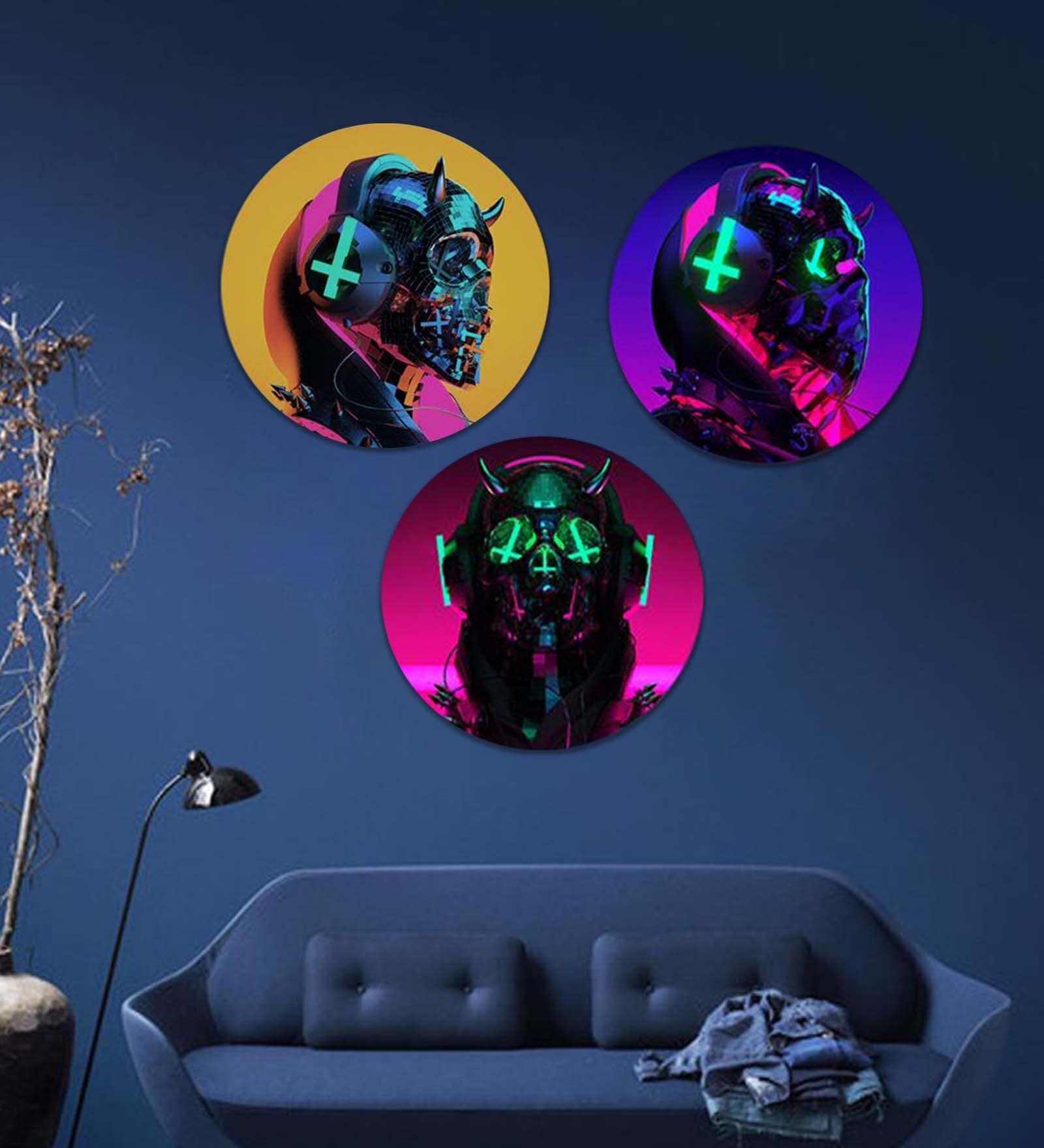 Round Blue True Pop Art Party Canvas Set Of 2 Art Print