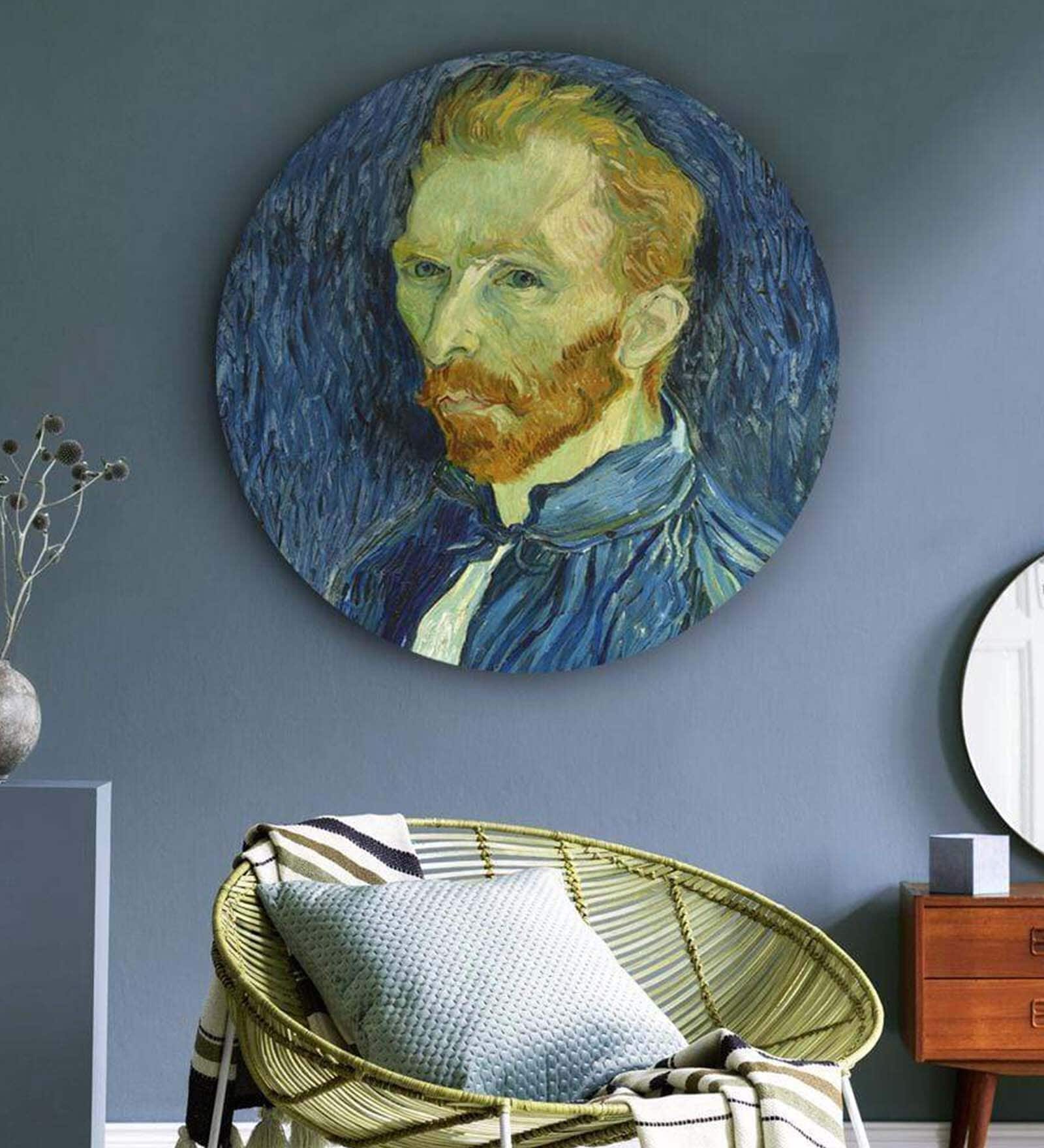 Round Blue Van Gogh In Element Canvas Art Print