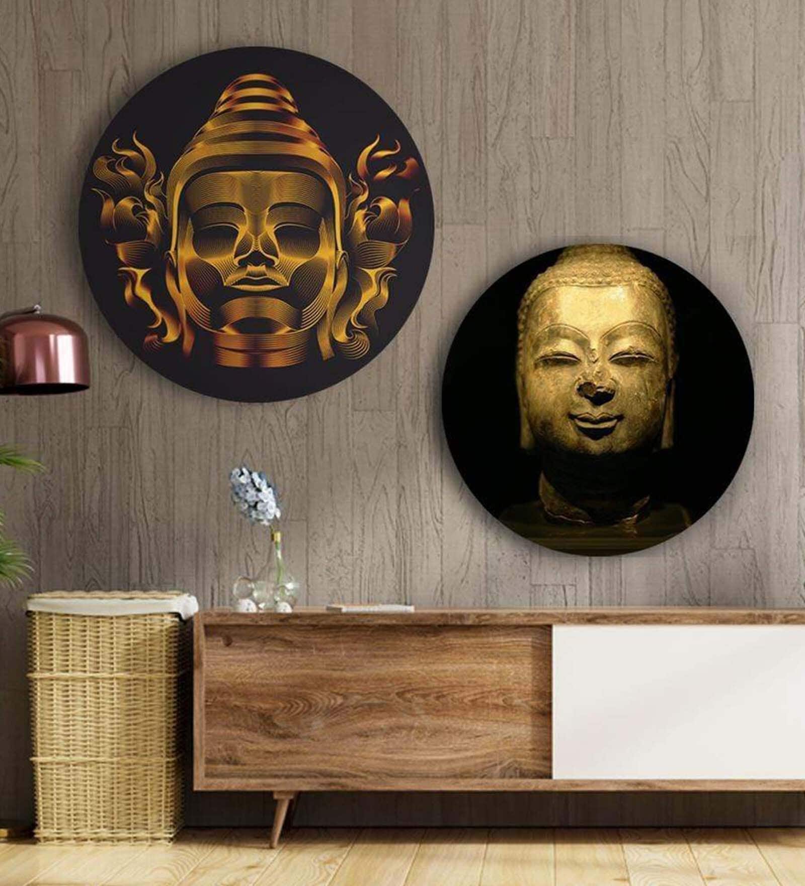 Round Brown Enlighten Your Mind Canvas Set Of 2 Art Print