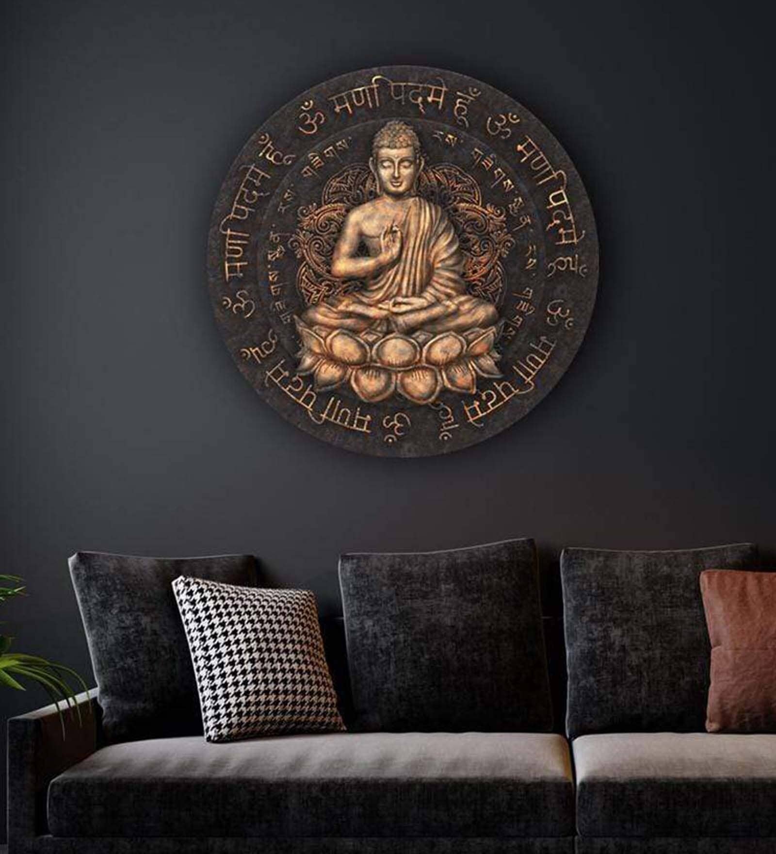 Round Brown In Peaceful Meditation Canvas Art Print