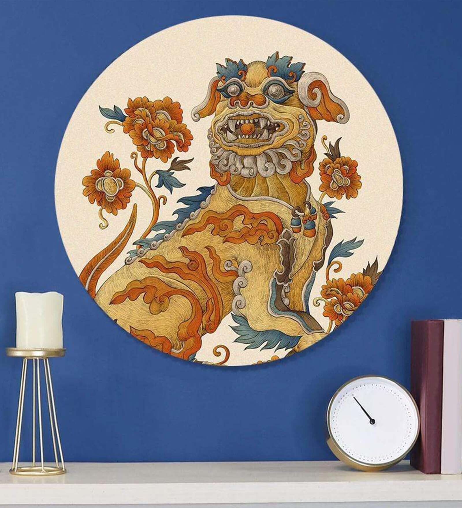 Round Brown Lucky Loong Canvas Art Print