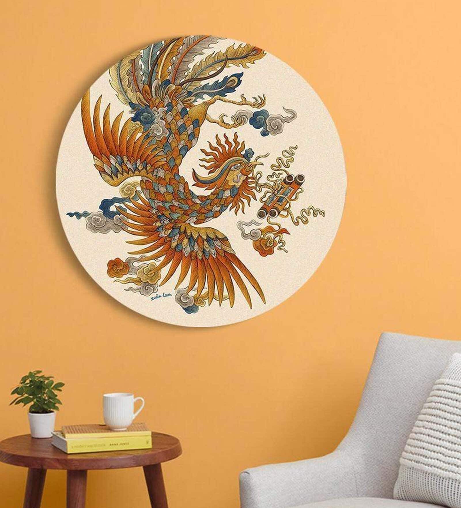 Round Brown Lucky Loong Canvas Art Print