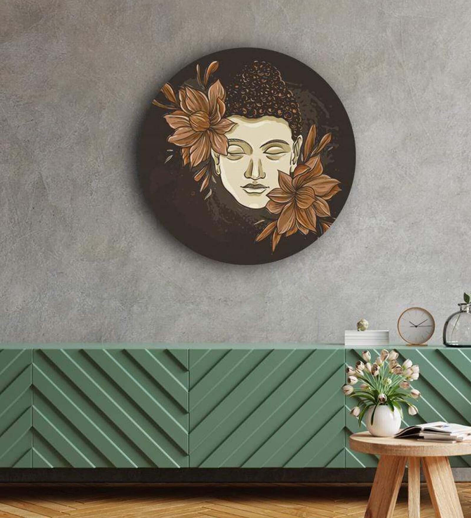 Round Brown Purity Of Gautam Buddha Canvas Art Print