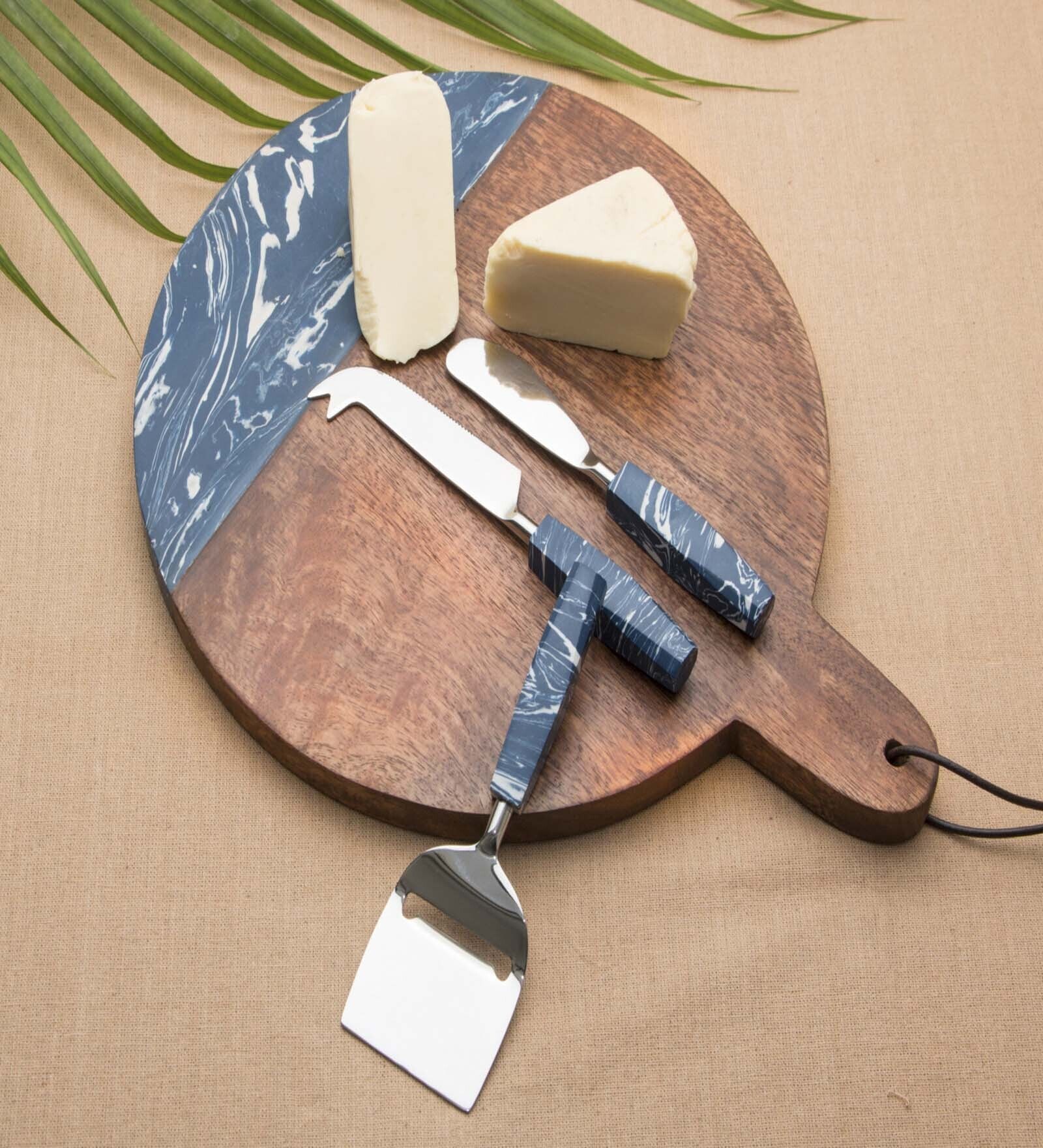 Round Brown Wooden Cheese Board