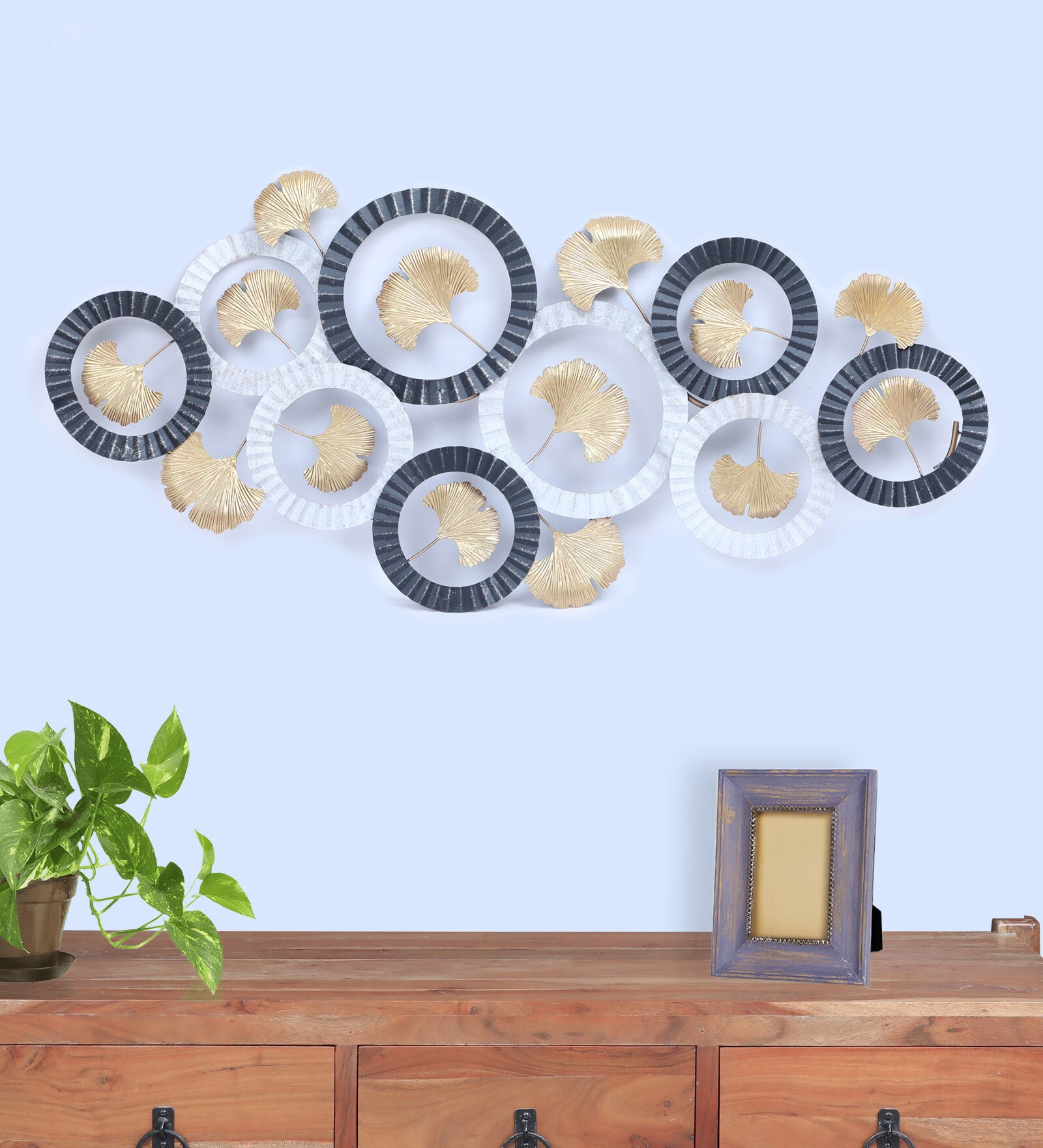 Round Ginko Multicolour Iron Wall Art
