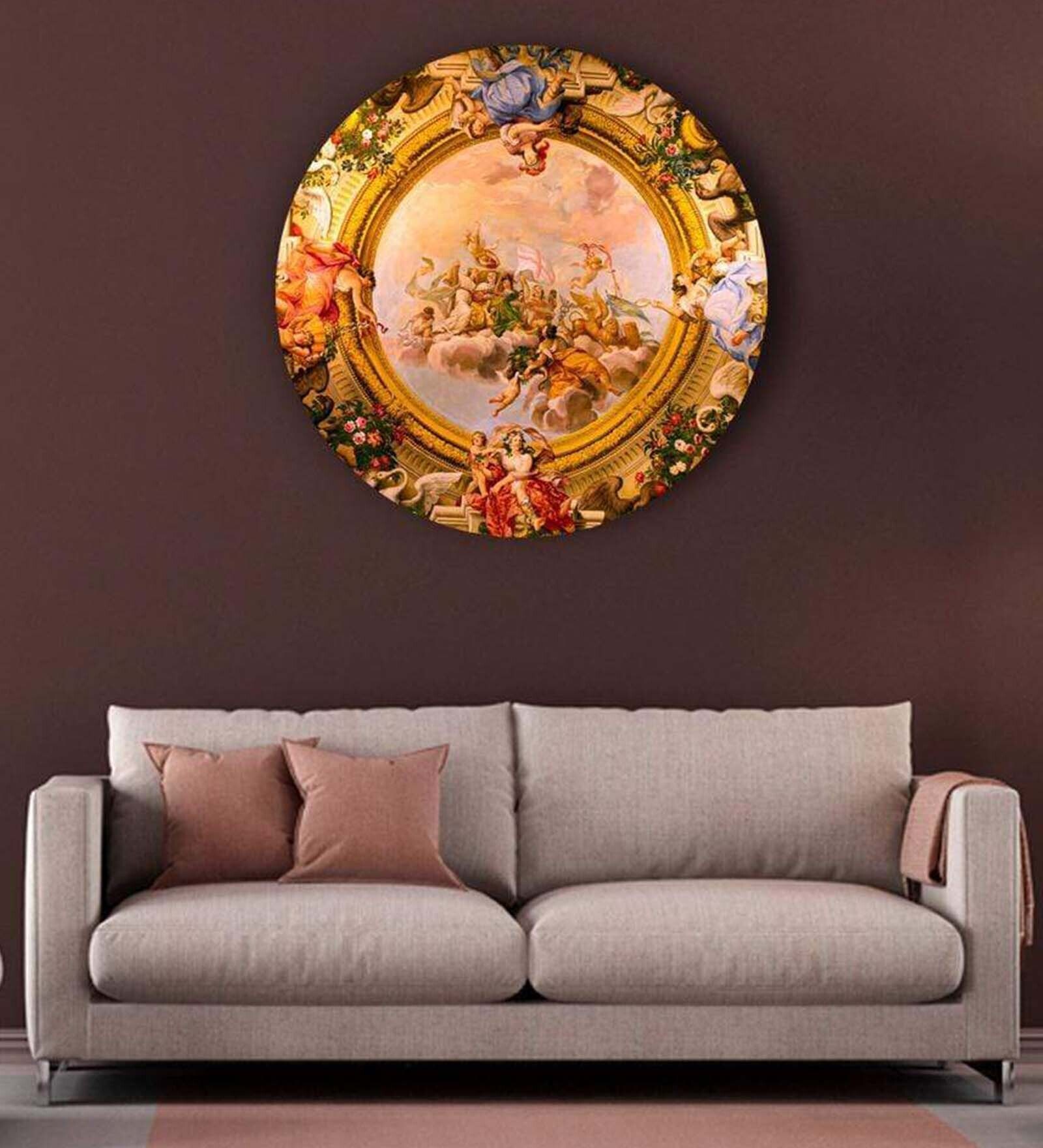 Round Gold Palazzo Pepoli Detailed Ceiling Canvas Art Print