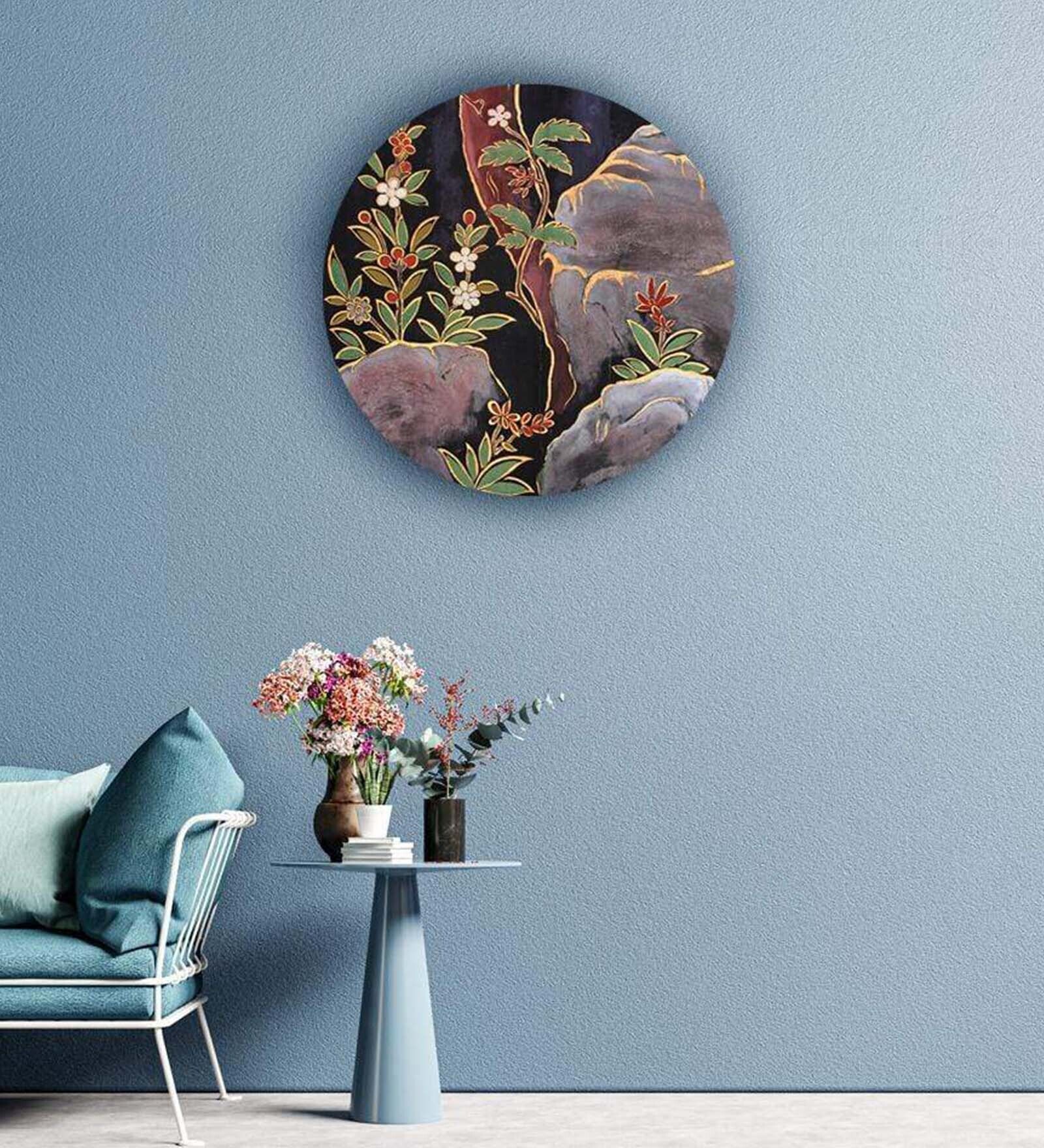 Round Green Golden Natch Nature Canvas Art Print