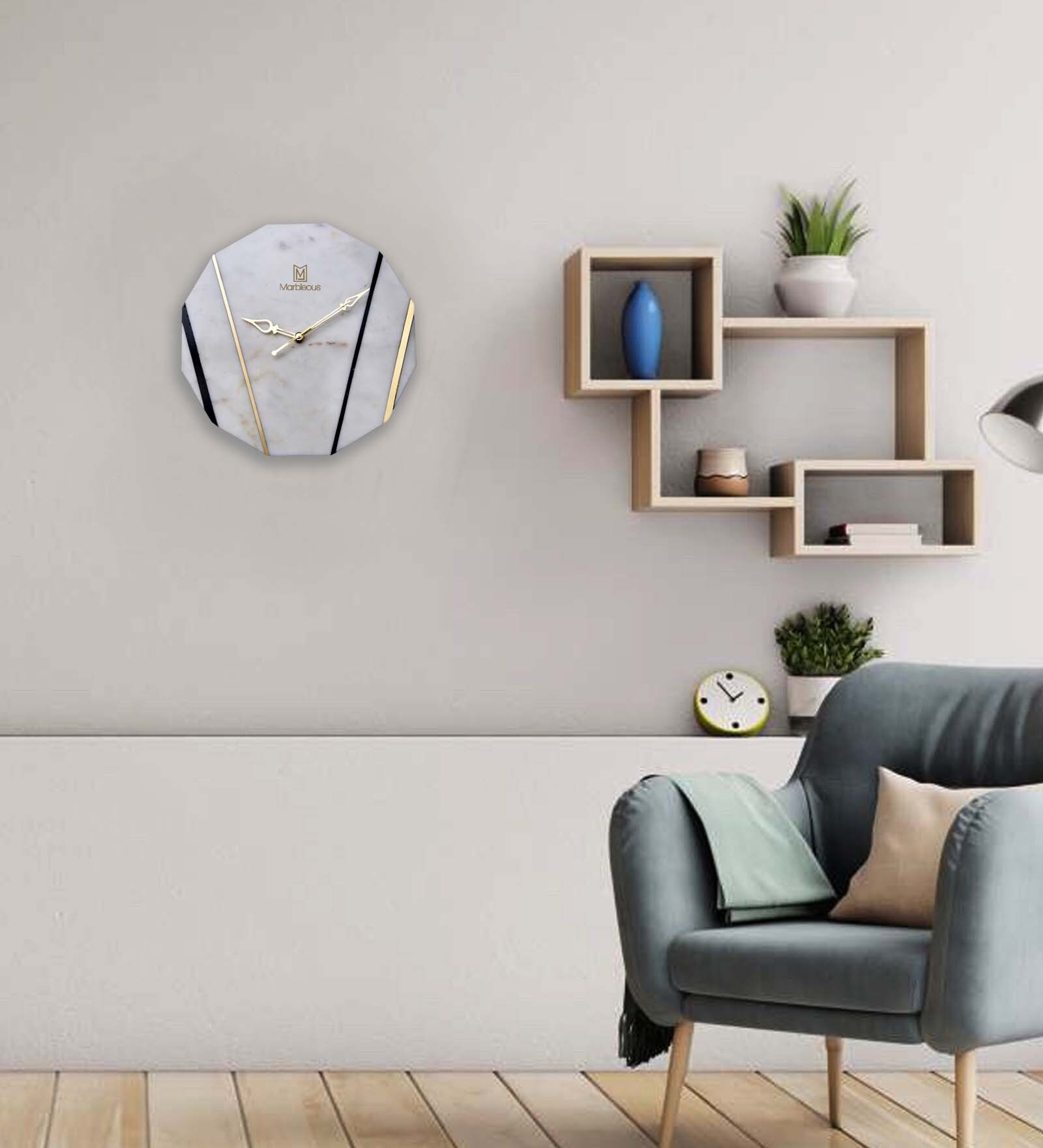 Round Marble Wall Clock